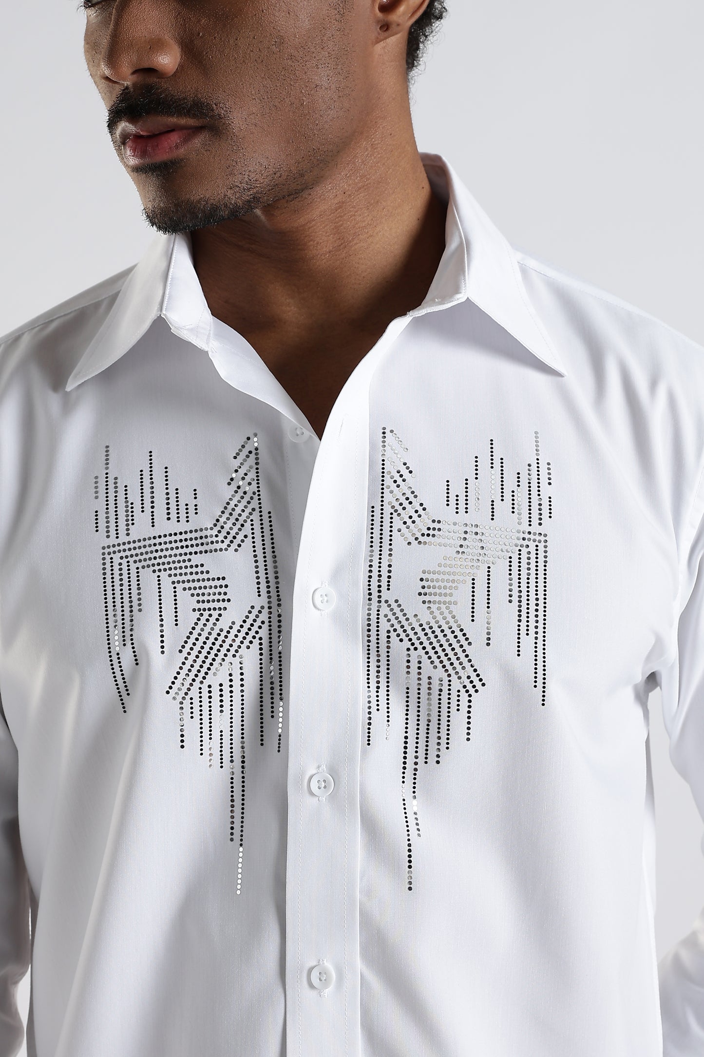 Regular Fit White Embroidery Shirt