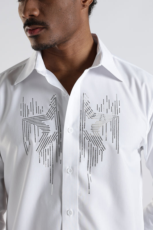 Regular Fit White Embroidery Shirt