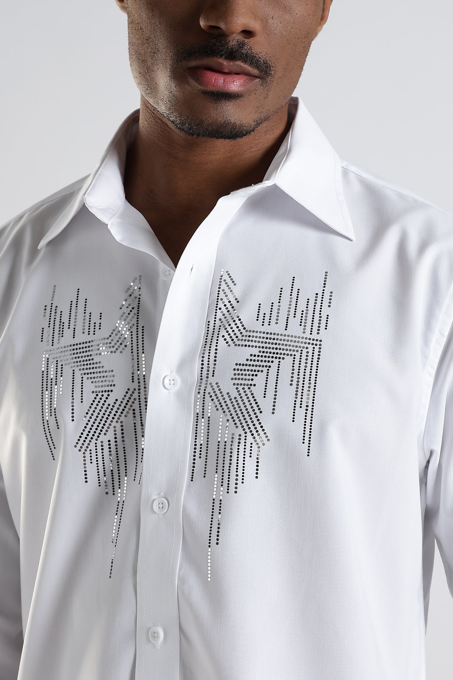 Regular Fit White Embroidery Shirt