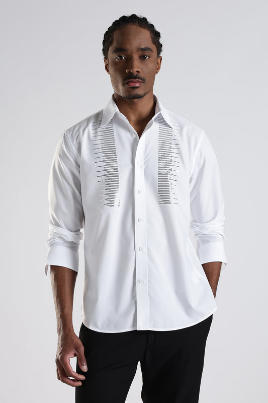 Regular Fit Stone Designer Embroidery Shirt
