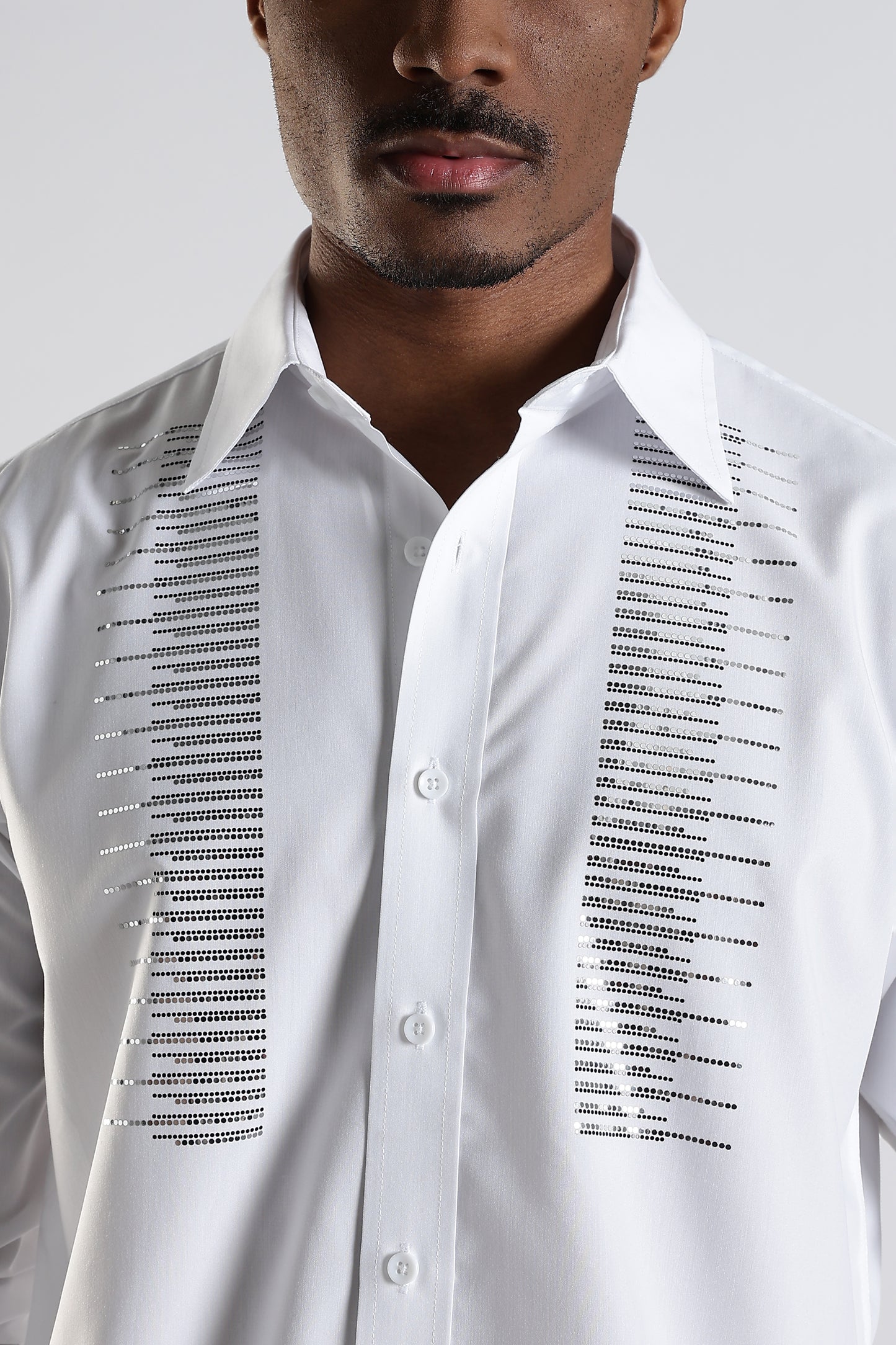 Regular Fit Stone Designer Embroidery Shirt