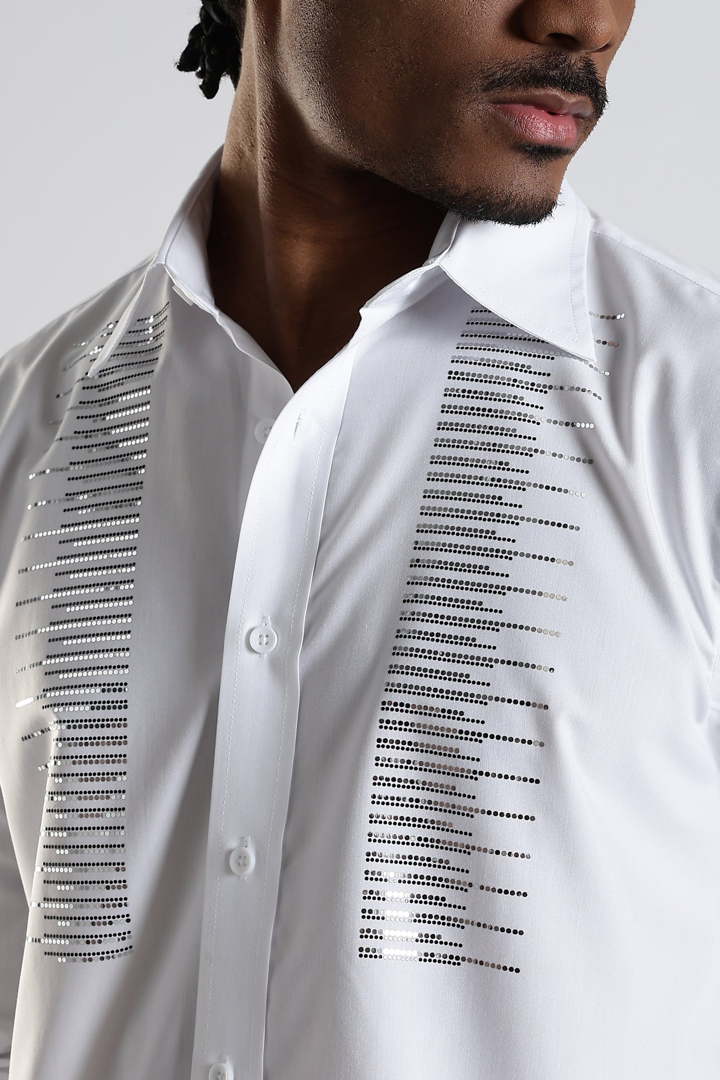 Regular Fit Stone Designer Embroidery Shirt