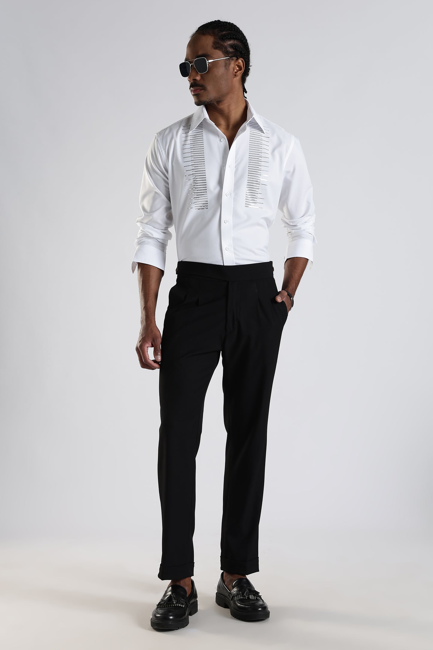 Regular Fit Stone Designer Embroidery Shirt