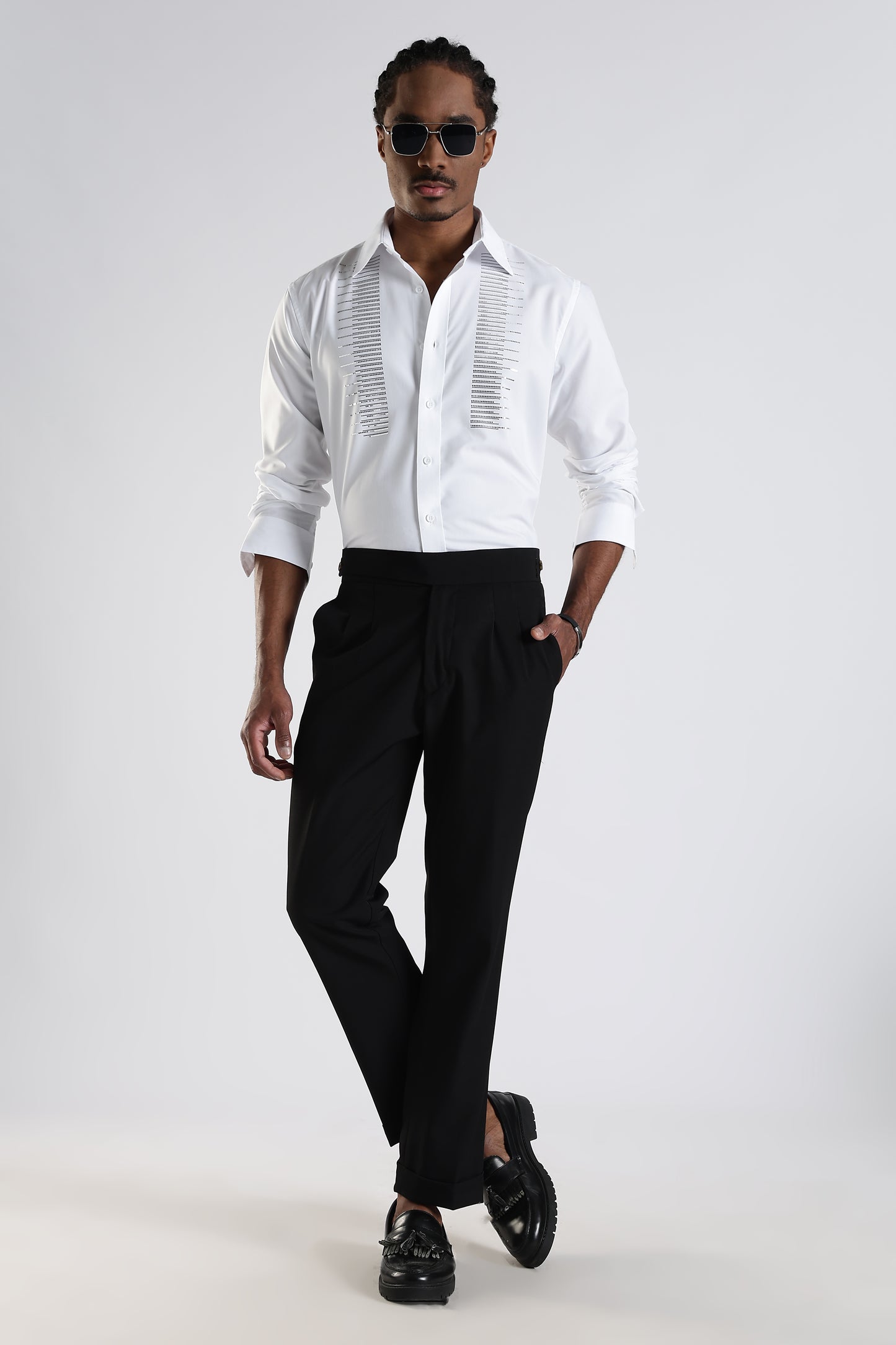 Regular Fit Stone Designer Embroidery Shirt