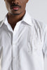Regular Fit White Embroidery Stone Design Shirt