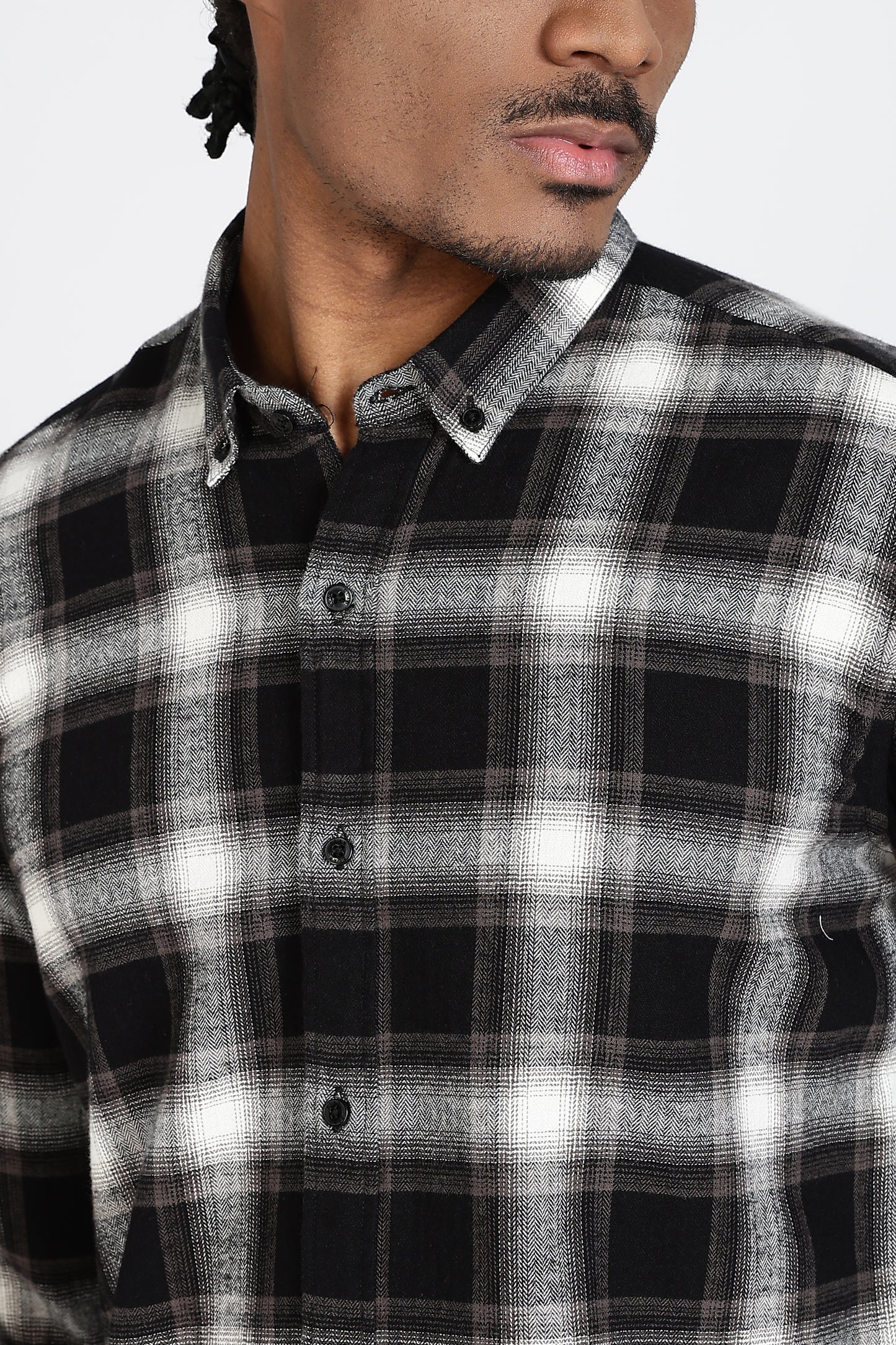 Regular Fit Black Windowpane Checked Casual Shirt