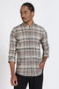Regular Fit Beige Tartan Checked Casual Shirt