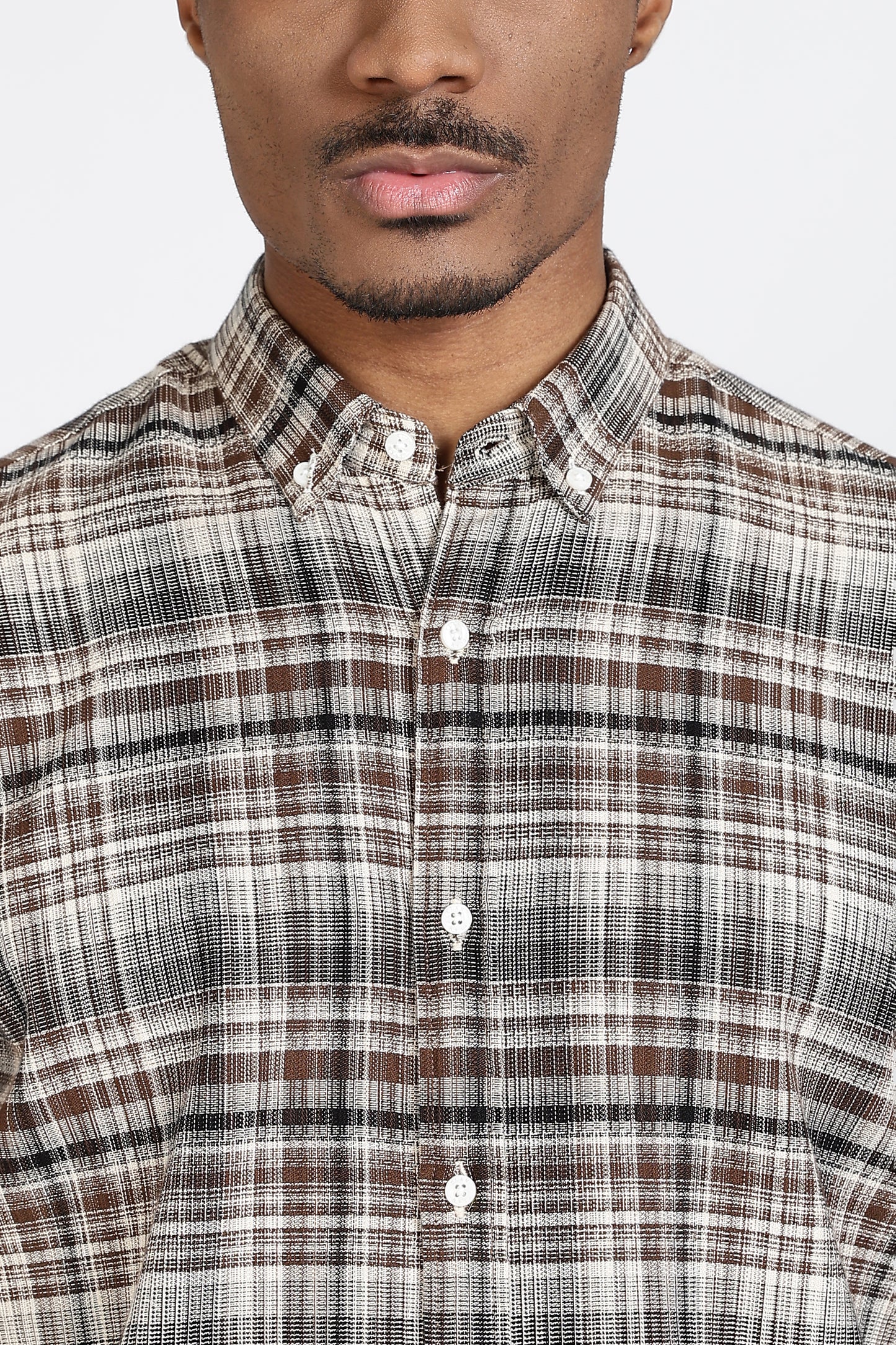 Regular Fit Beige Tartan Checked Casual Shirt