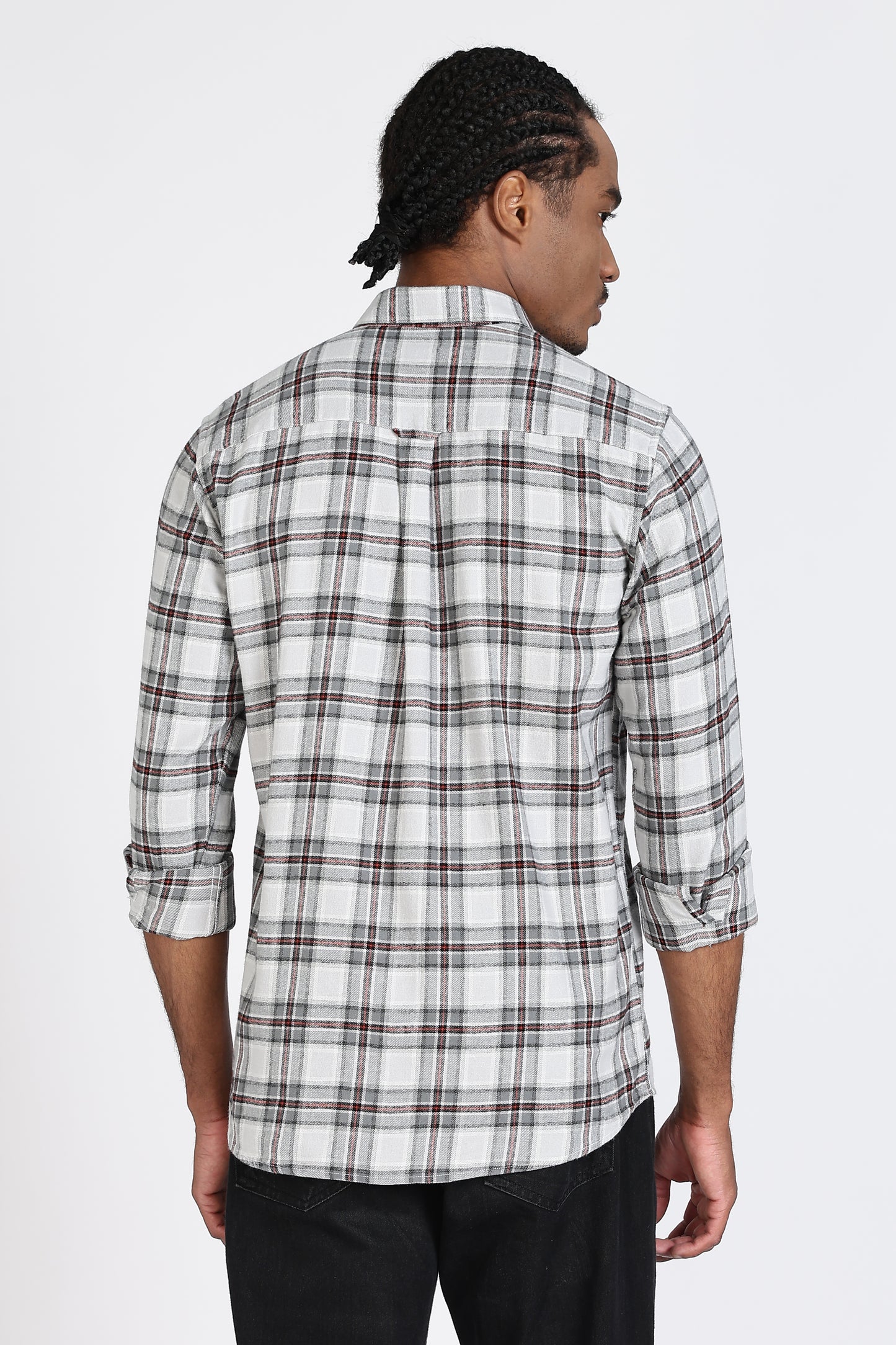 Regular Fit Grey Tartan Checked Shirt
