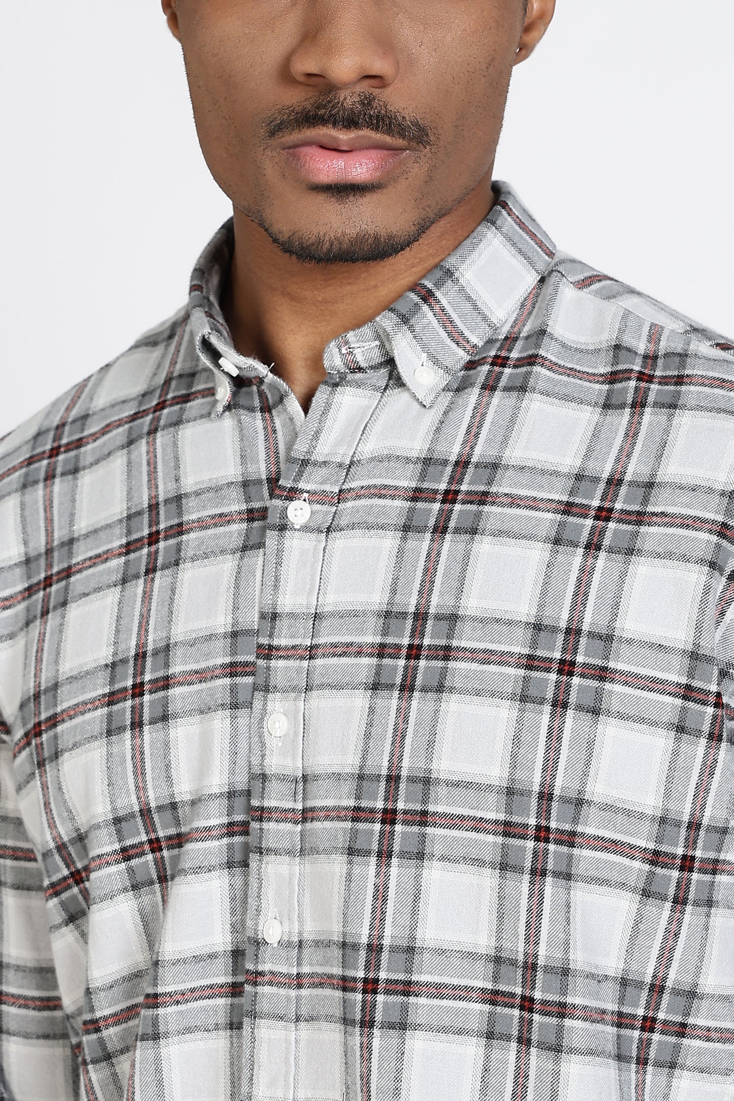 Regular Fit Grey Tartan Checked Shirt