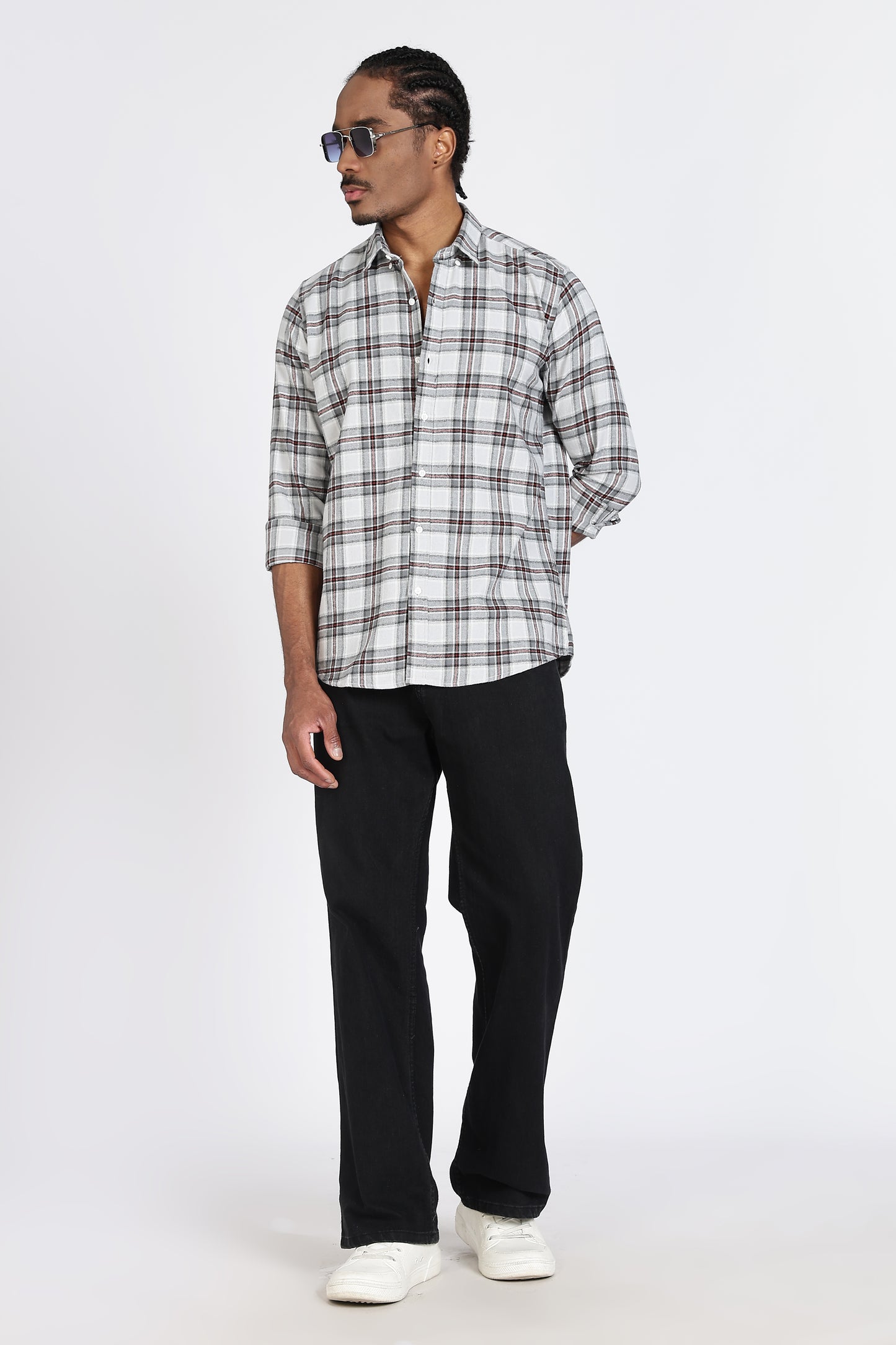 Regular Fit Grey Tartan Checked Shirt