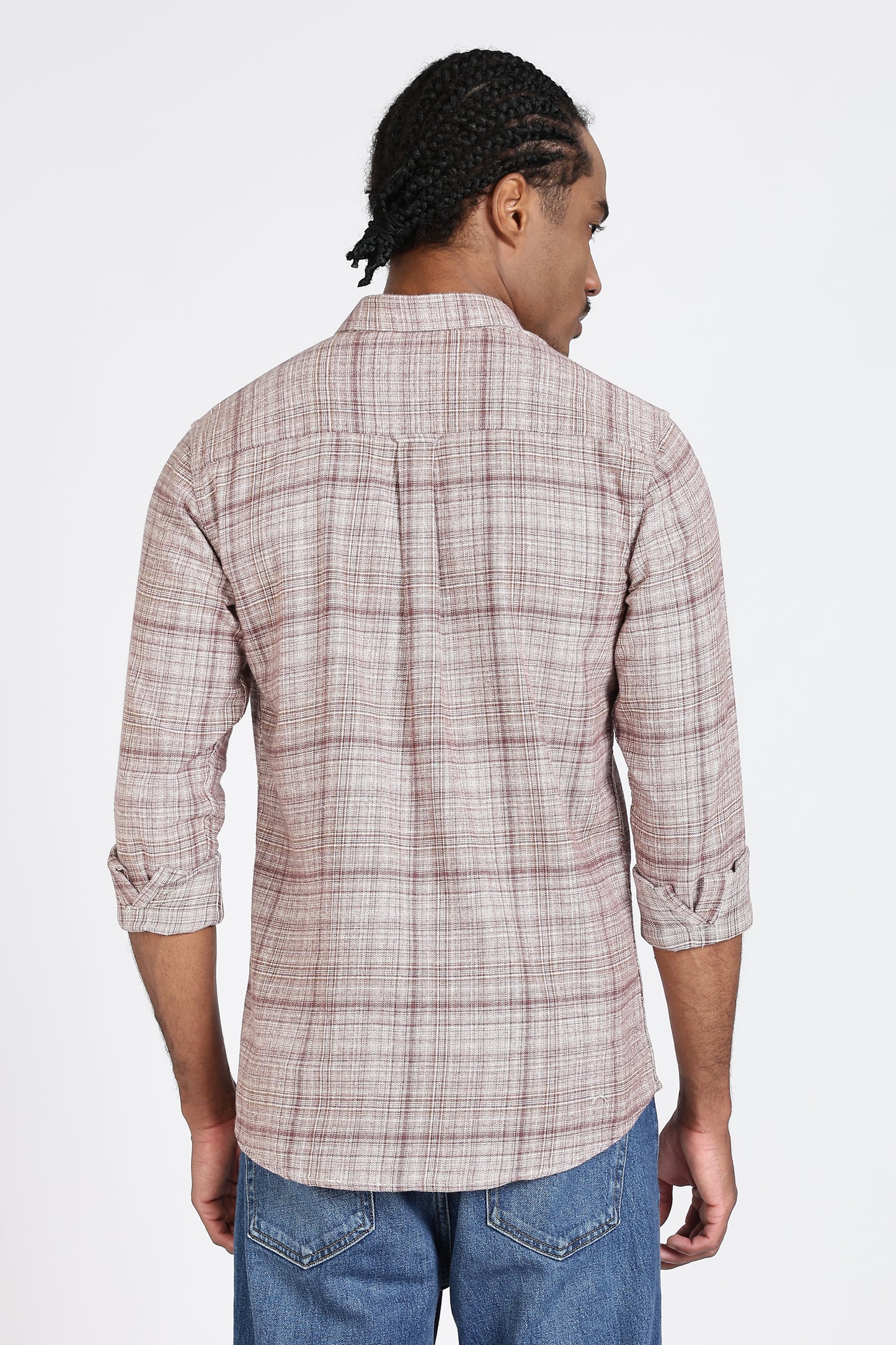 Regular Fit Light Brown Plaid Checked Shirt