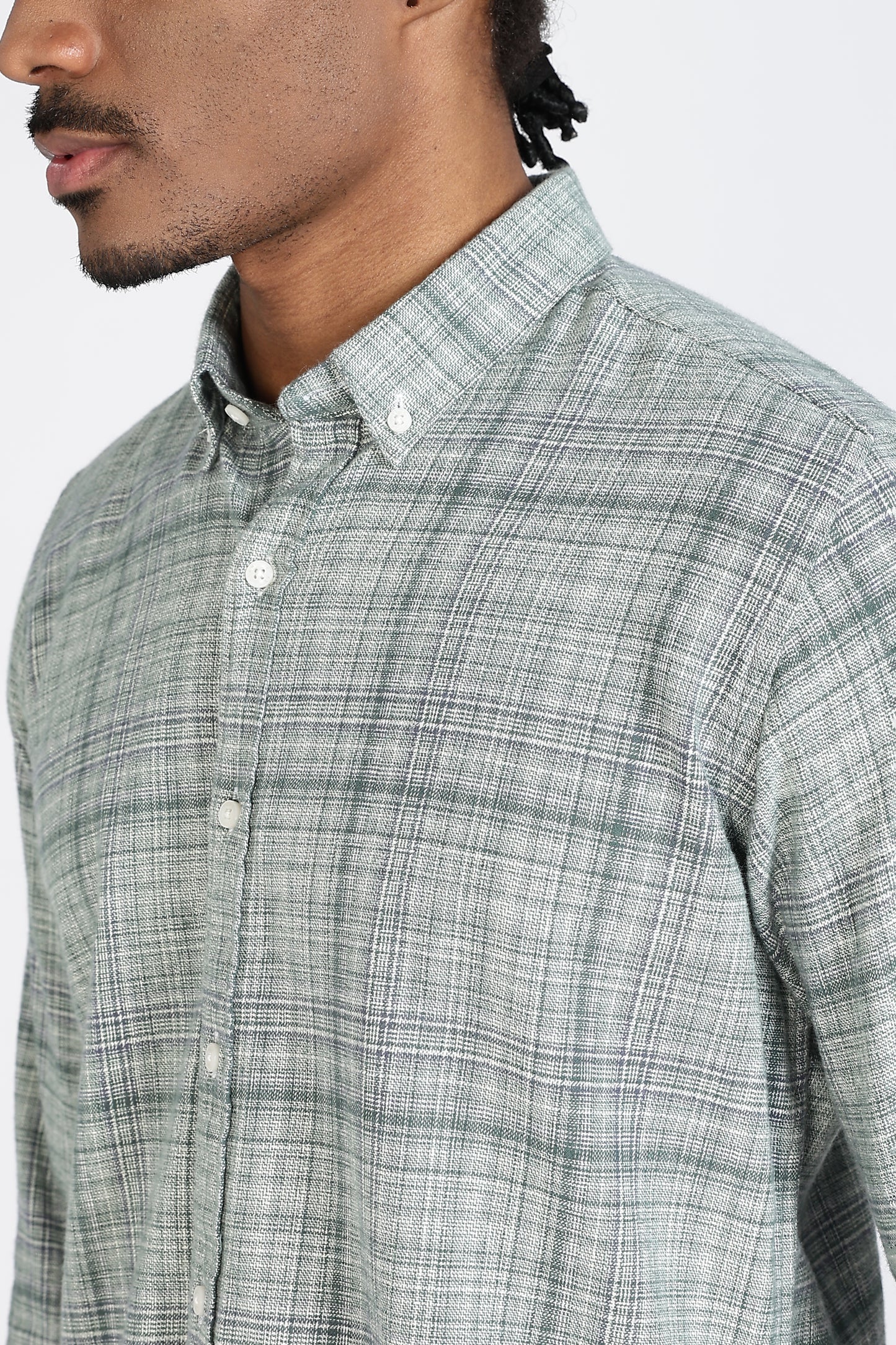 Regular Fit Light Green Plaid Checked Shirt