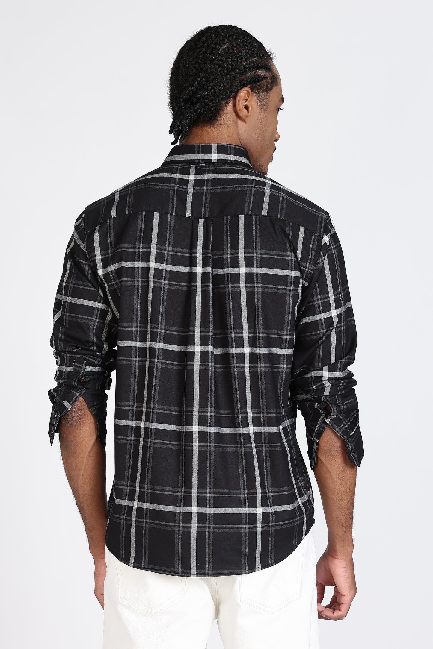 Regular Fit Black & Grey Check Design Shirt