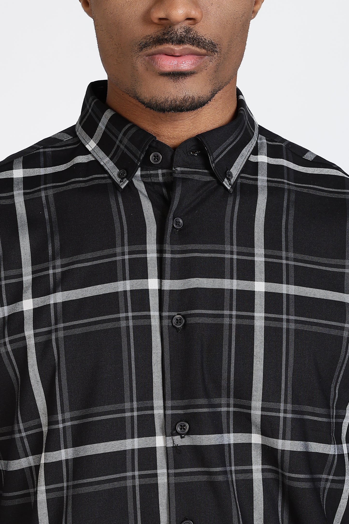 Regular Fit Black & Grey Check Design Shirt