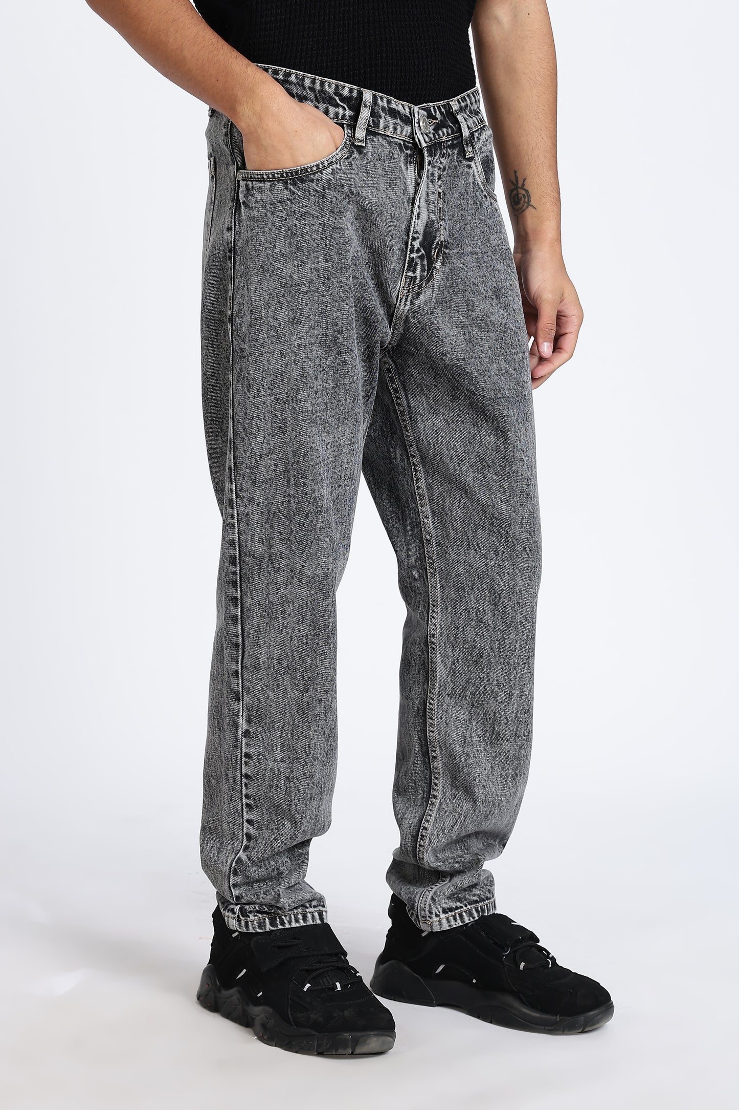 Mom Fit Retro Grey Shade Denim Jeans