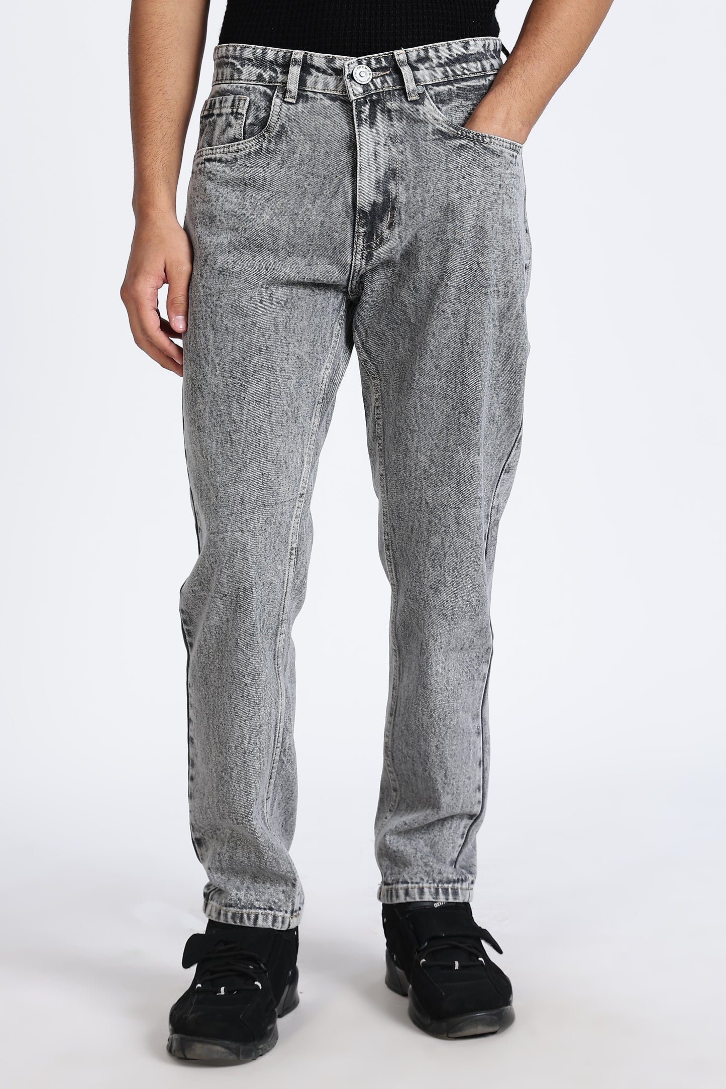Mom Fit Frosted Grey Shade Denim Jeans