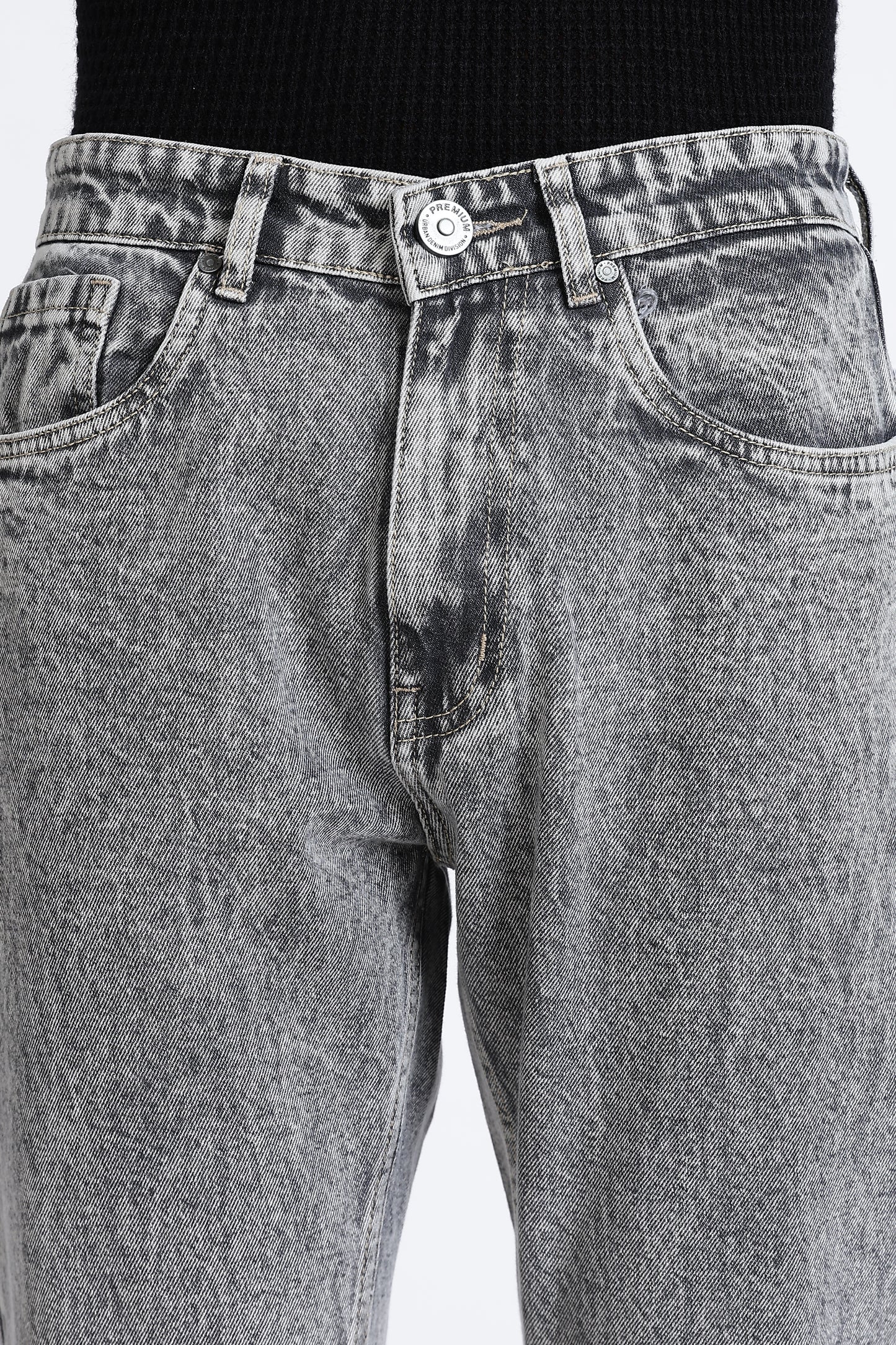 Mom Fit Frosted Grey Shade Denim Jeans