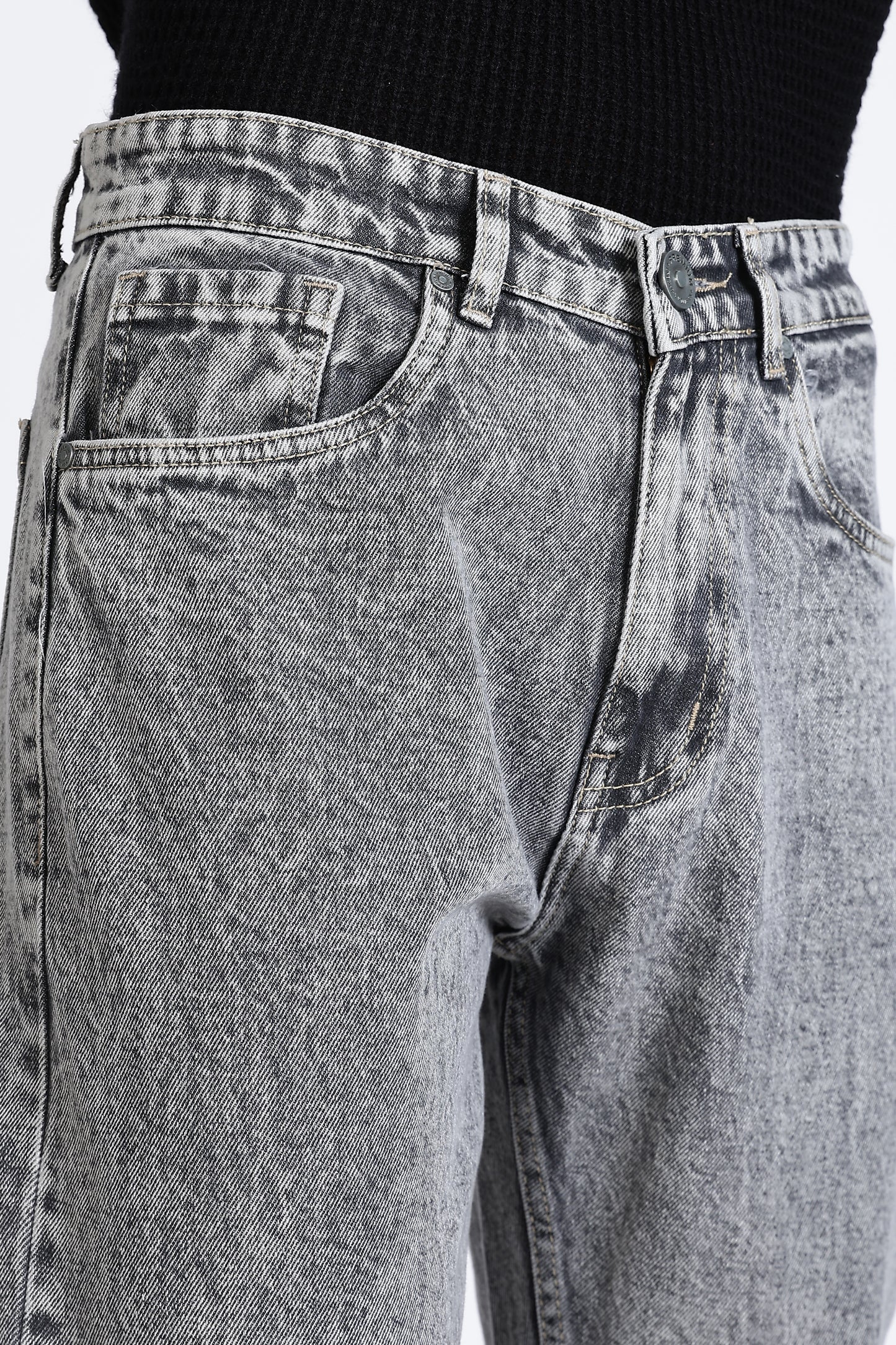 Mom Fit Frosted Grey Shade Denim Jeans