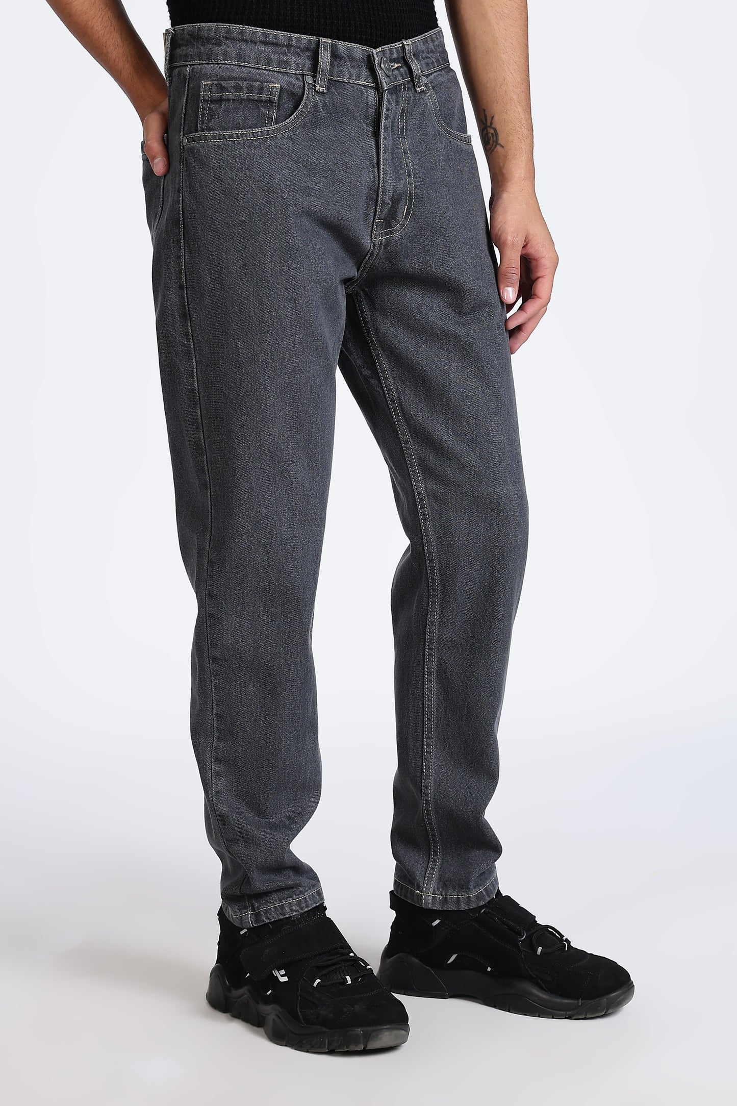 Mom Fit Denim Jeans Charcoal Grey