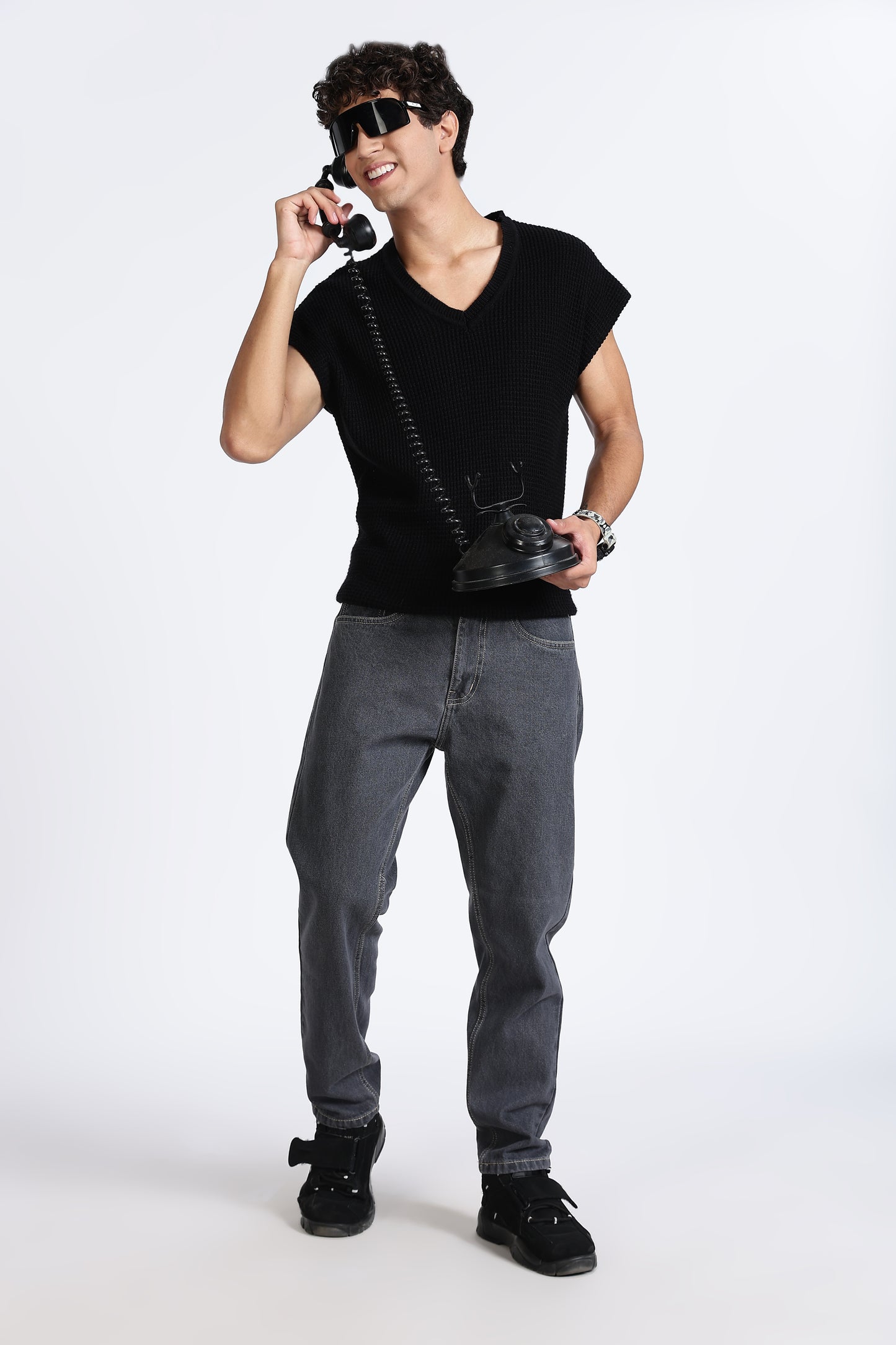 Mom Fit Denim Jeans Charcoal Grey