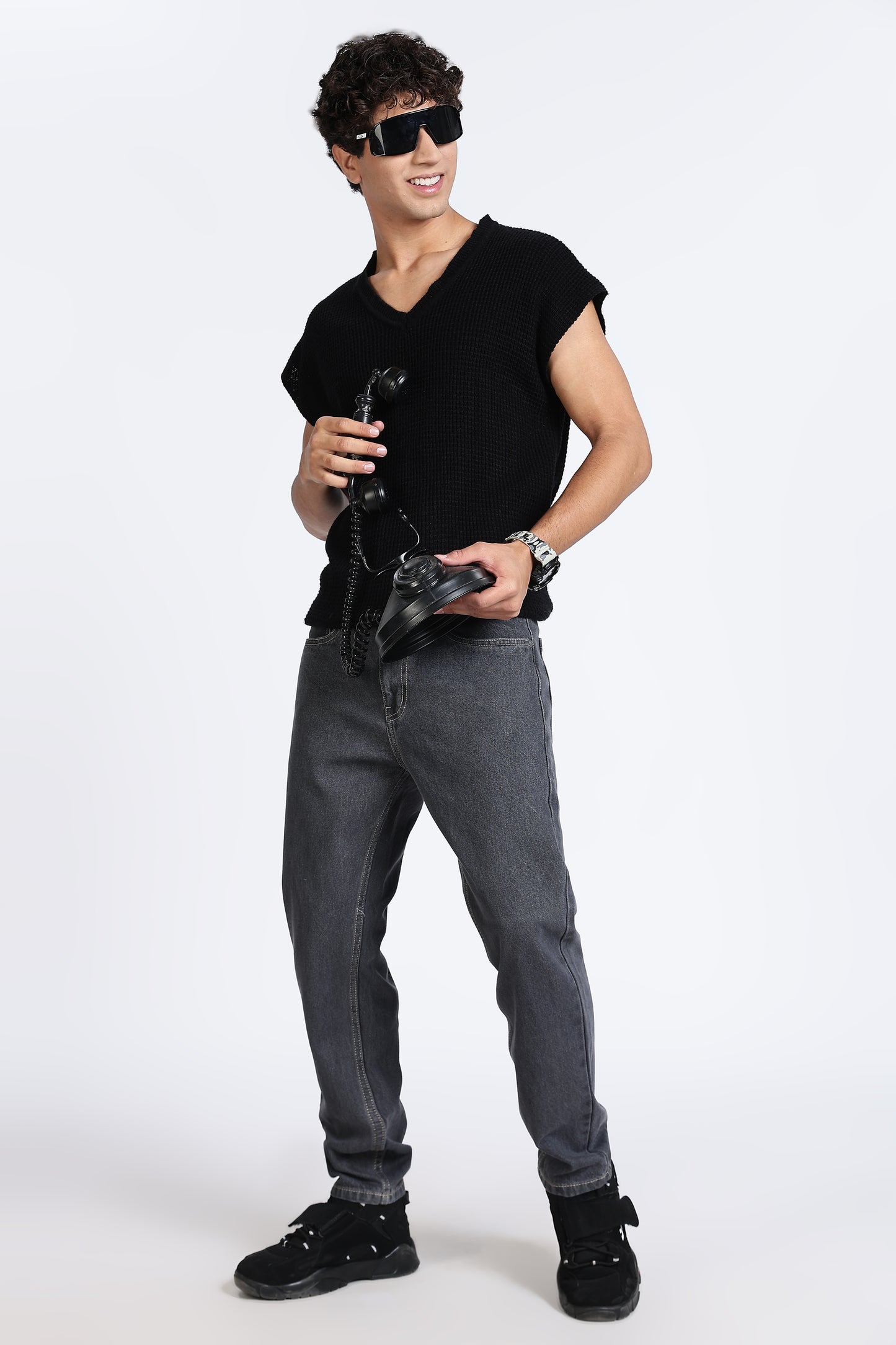Mom Fit Denim Jeans Charcoal Grey
