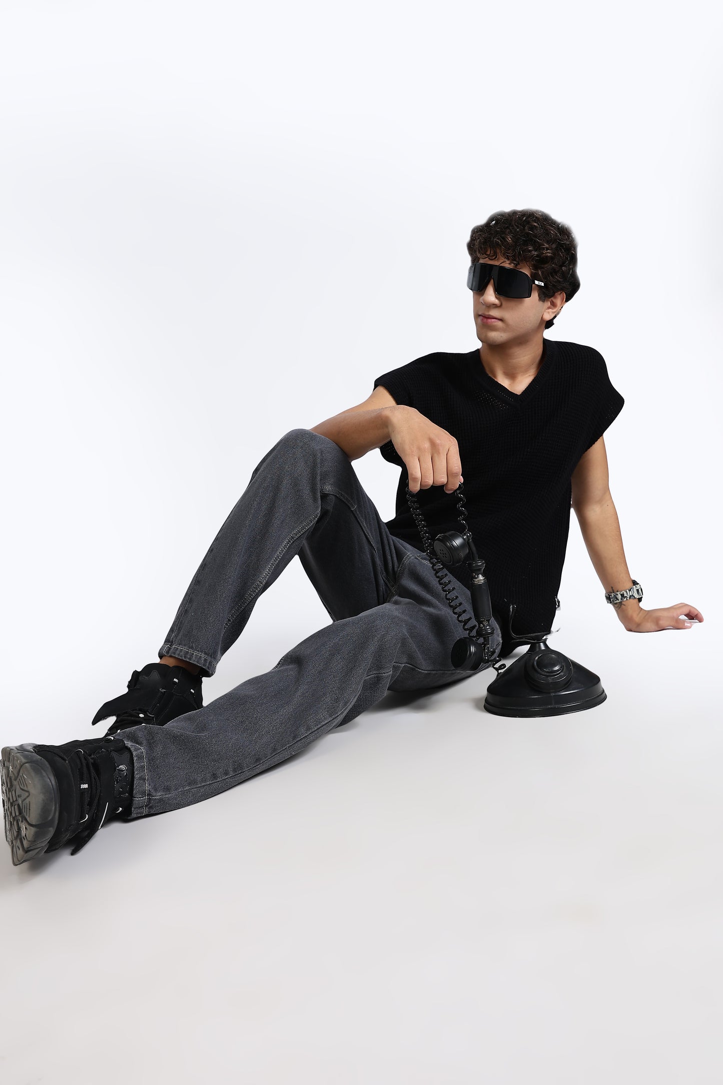 Mom Fit Denim Jeans Charcoal Grey