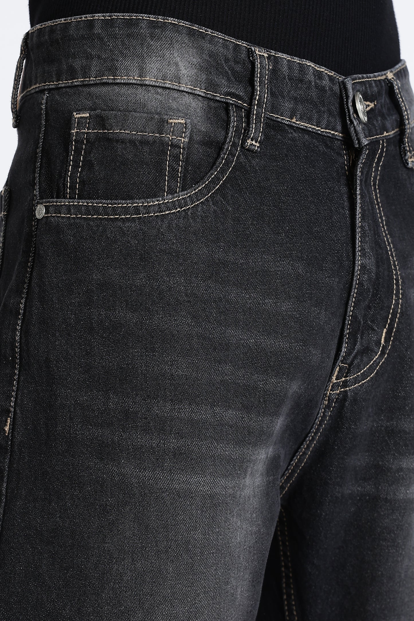 Mom Fit Black Shade Denim Jeans