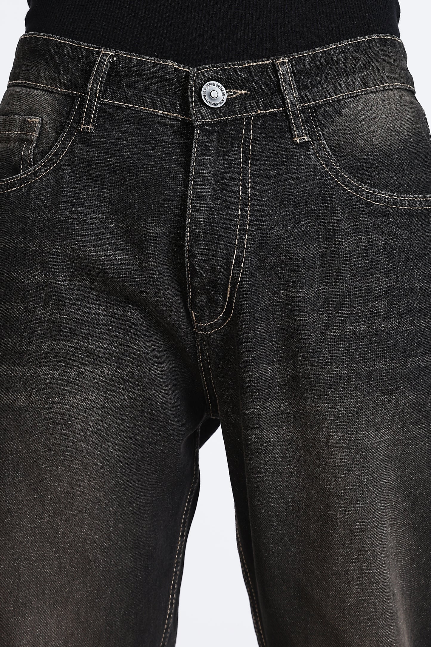 Mom Fit Denim Jeans Smoky Black Shade
