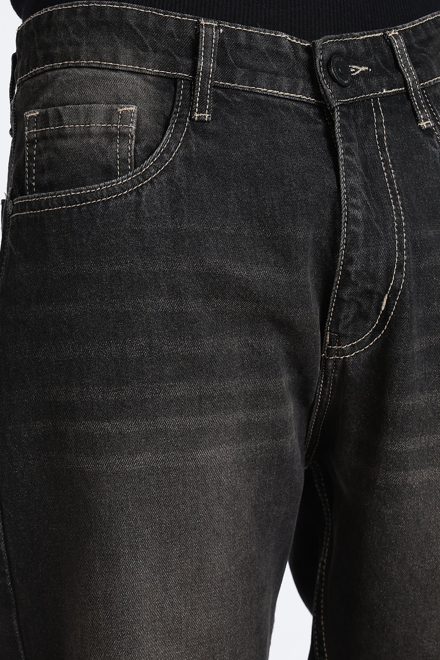 Mom Fit Denim Jeans Smoky Black Shade