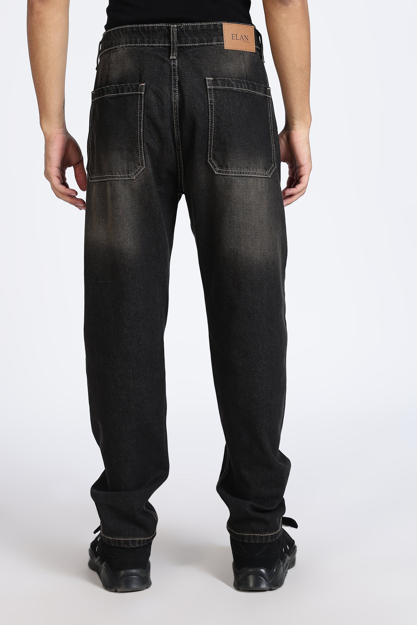 Mom Fit Denim Jeans Smoky Black Shade