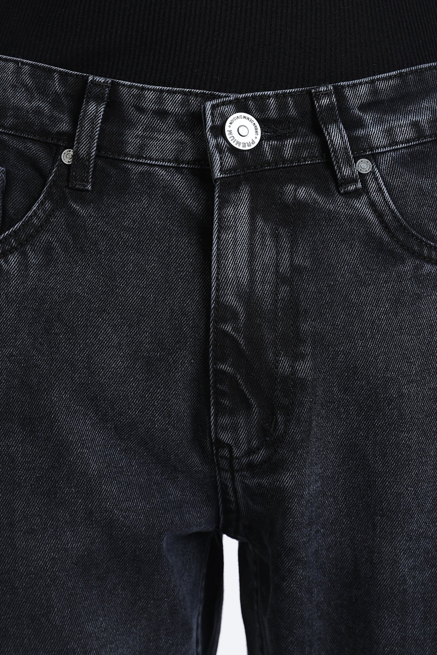Mom Fit Denim Jeans Carbon Black Shade