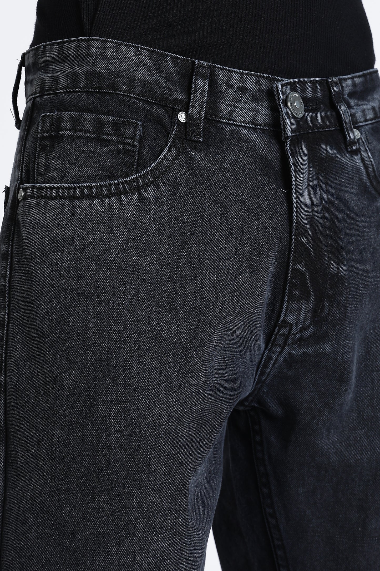 Mom Fit Denim Jeans Carbon Black Shade