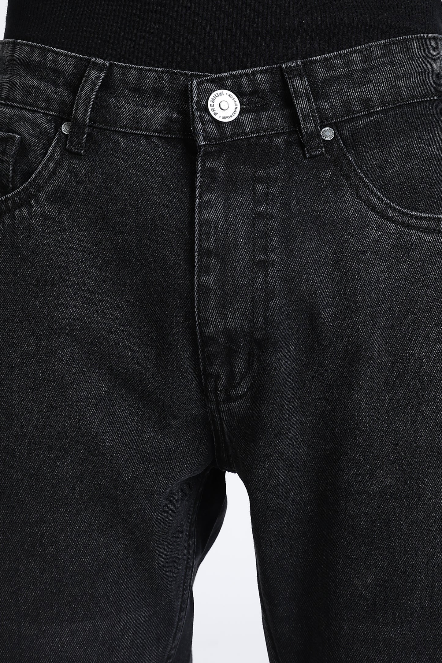 Mom Fit Denim Jeans Vintage Black Shade