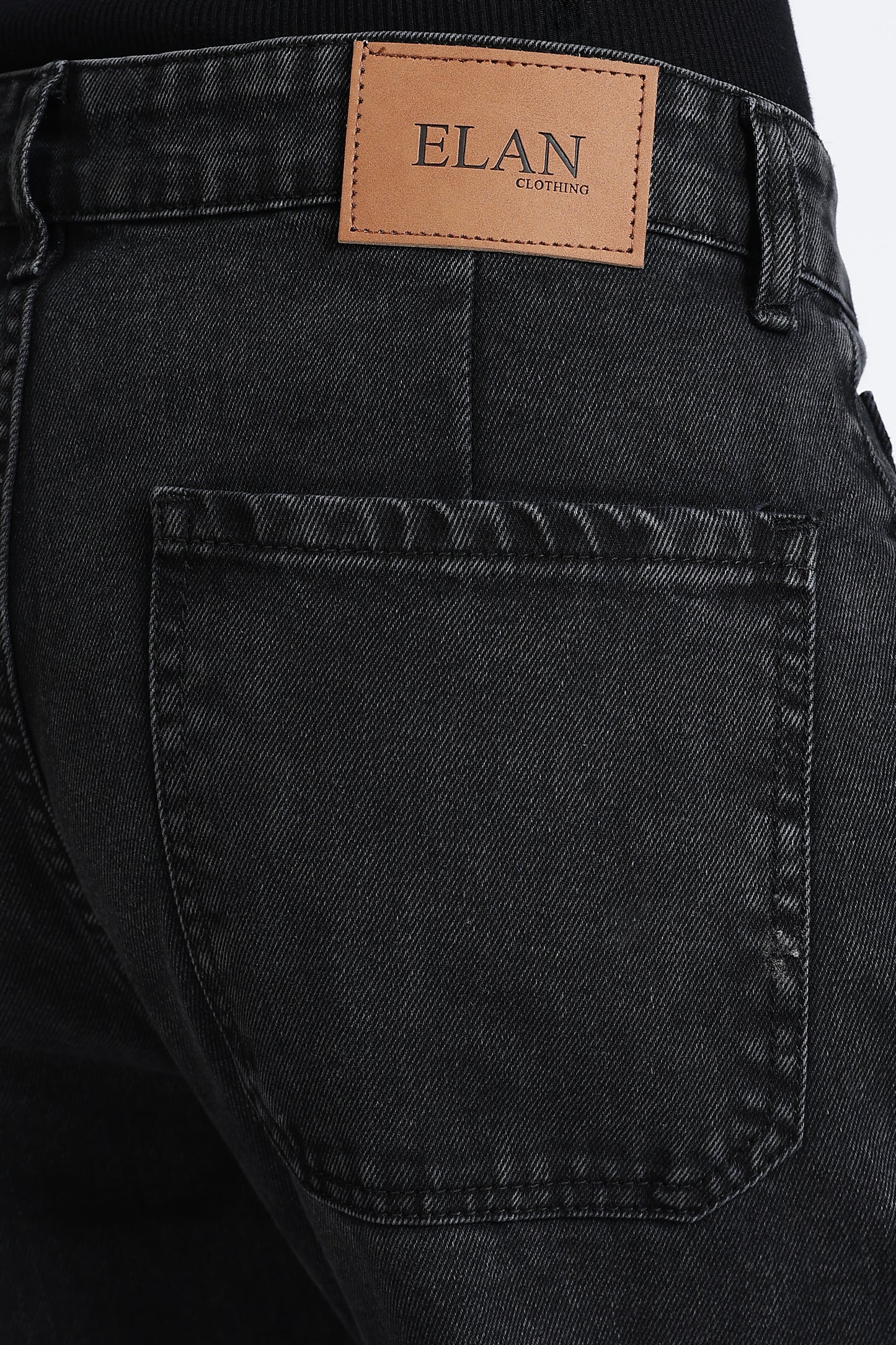 Mom Fit Denim Jeans Vintage Black Shade
