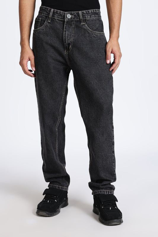 Mom Fit Denim Jeans Dark Grey Shade