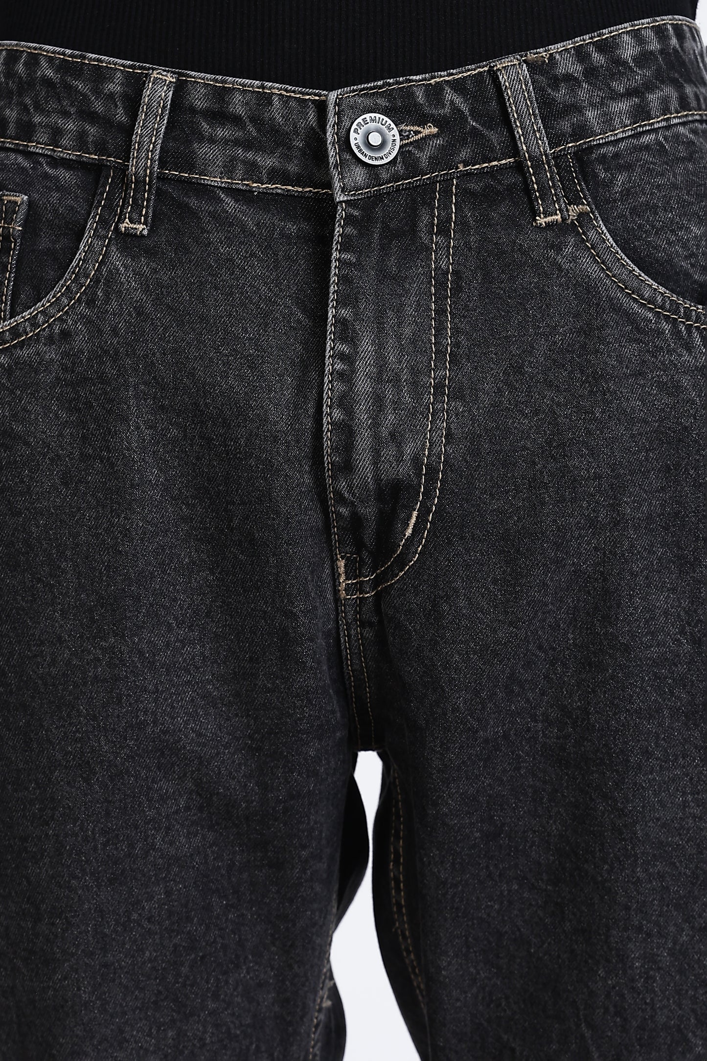 Mom Fit Denim Jeans Dark Grey Shade