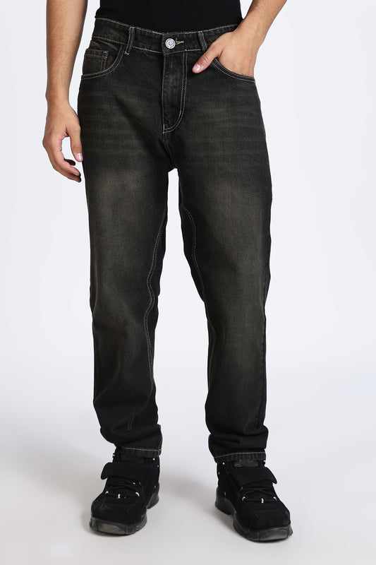 Mom Fit Denim Jeans Faded Black Shade