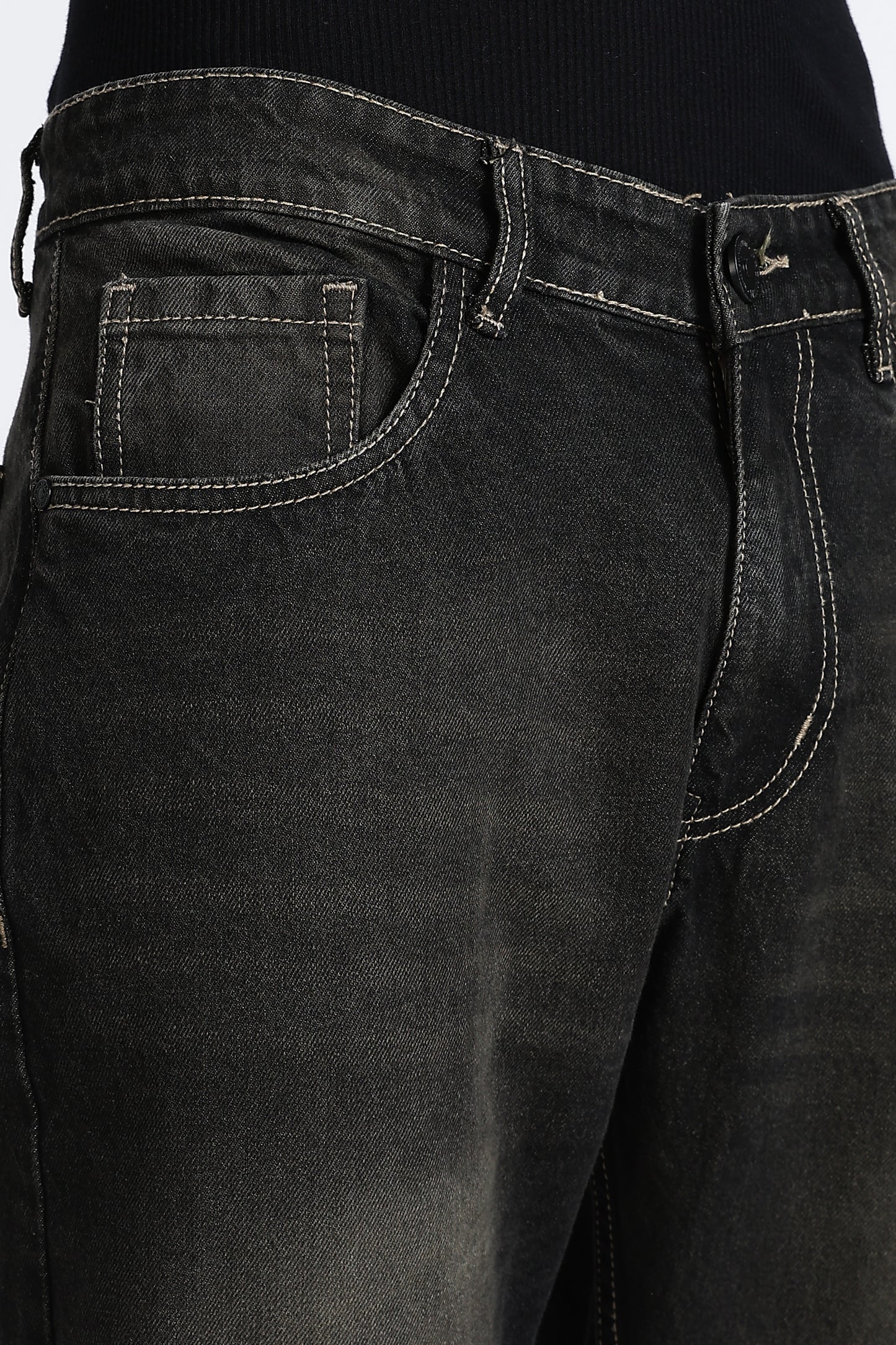 Mom Fit Denim Jeans Faded Black Shade