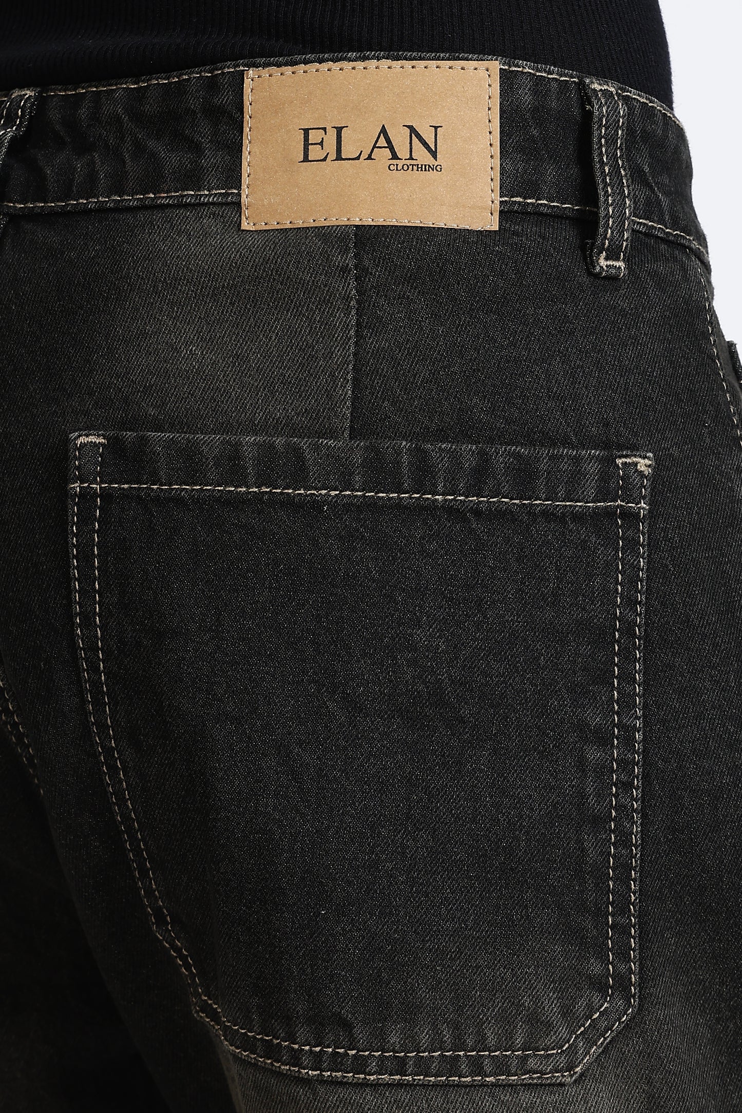 Mom Fit Denim Jeans Faded Black Shade