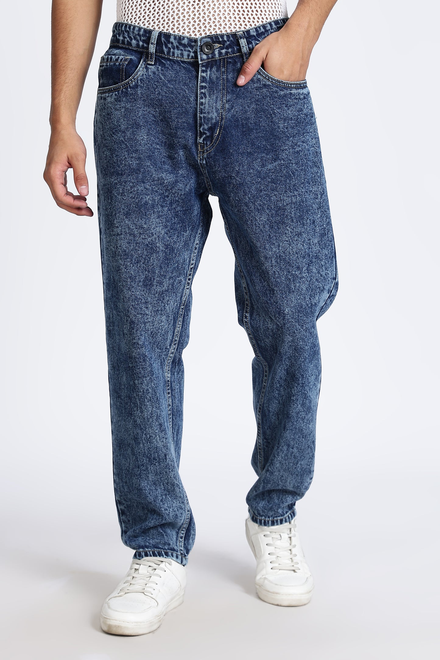Mom Fit Denim Jeans Vintage Mid Blue Shade