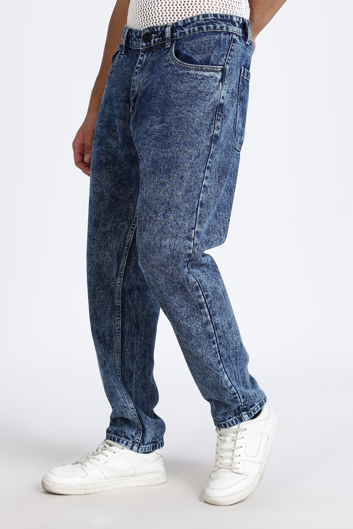 Mom Fit Denim Jeans Vintage Mid Blue Shade