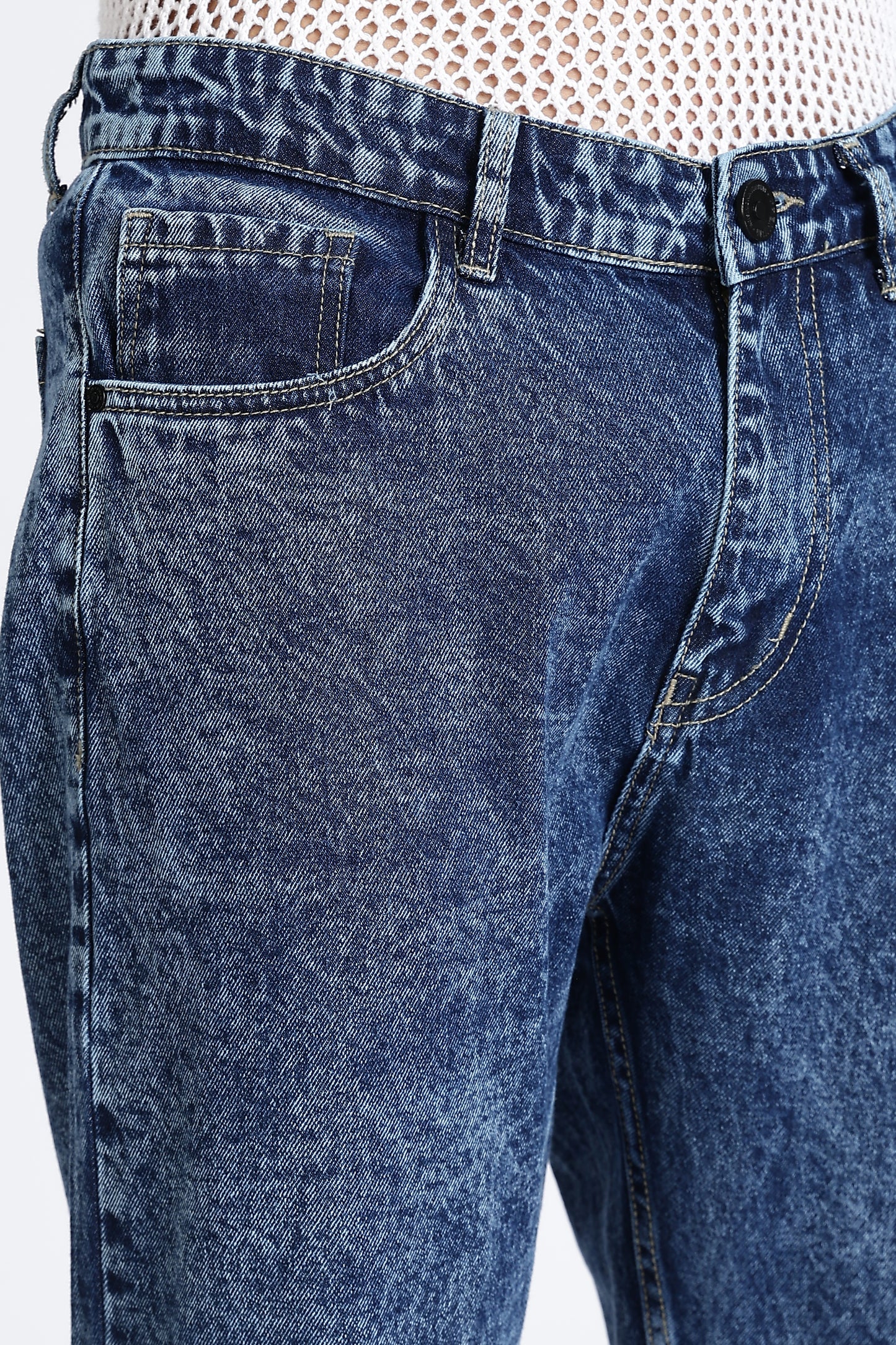 Mom Fit Denim Jeans Vintage Mid Blue Shade