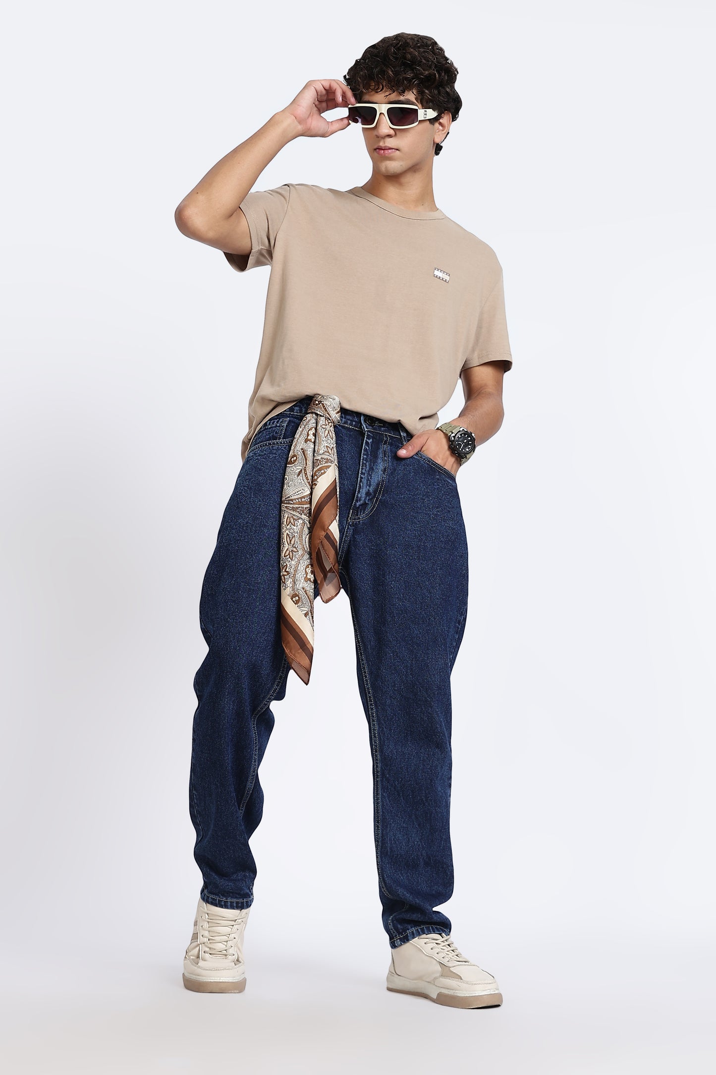 Mom Fit Dark Blue Shade Denim Jeans