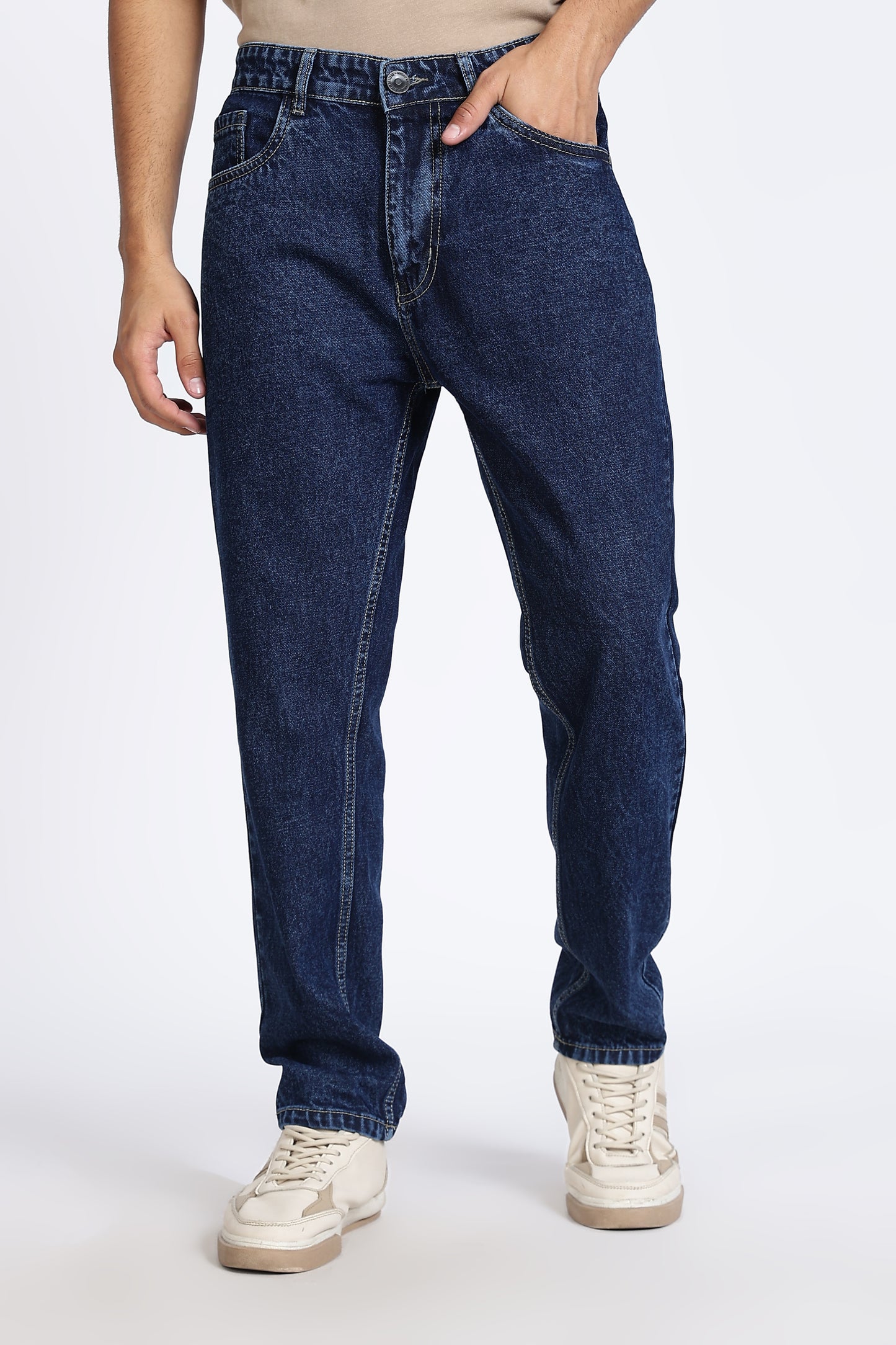 Mom Fit Dark Blue Shade Denim Jeans