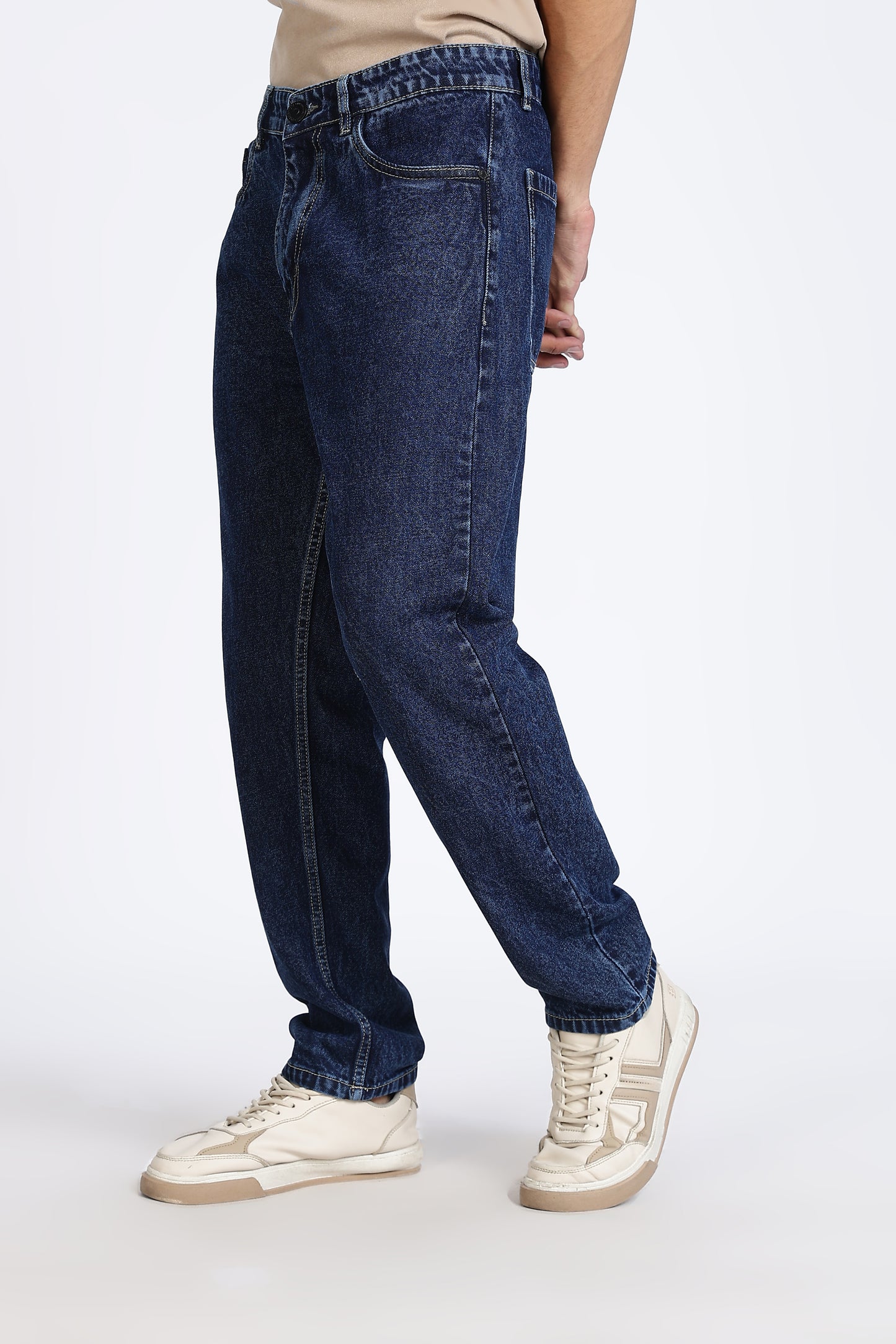 Mom Fit Dark Blue Shade Denim Jeans
