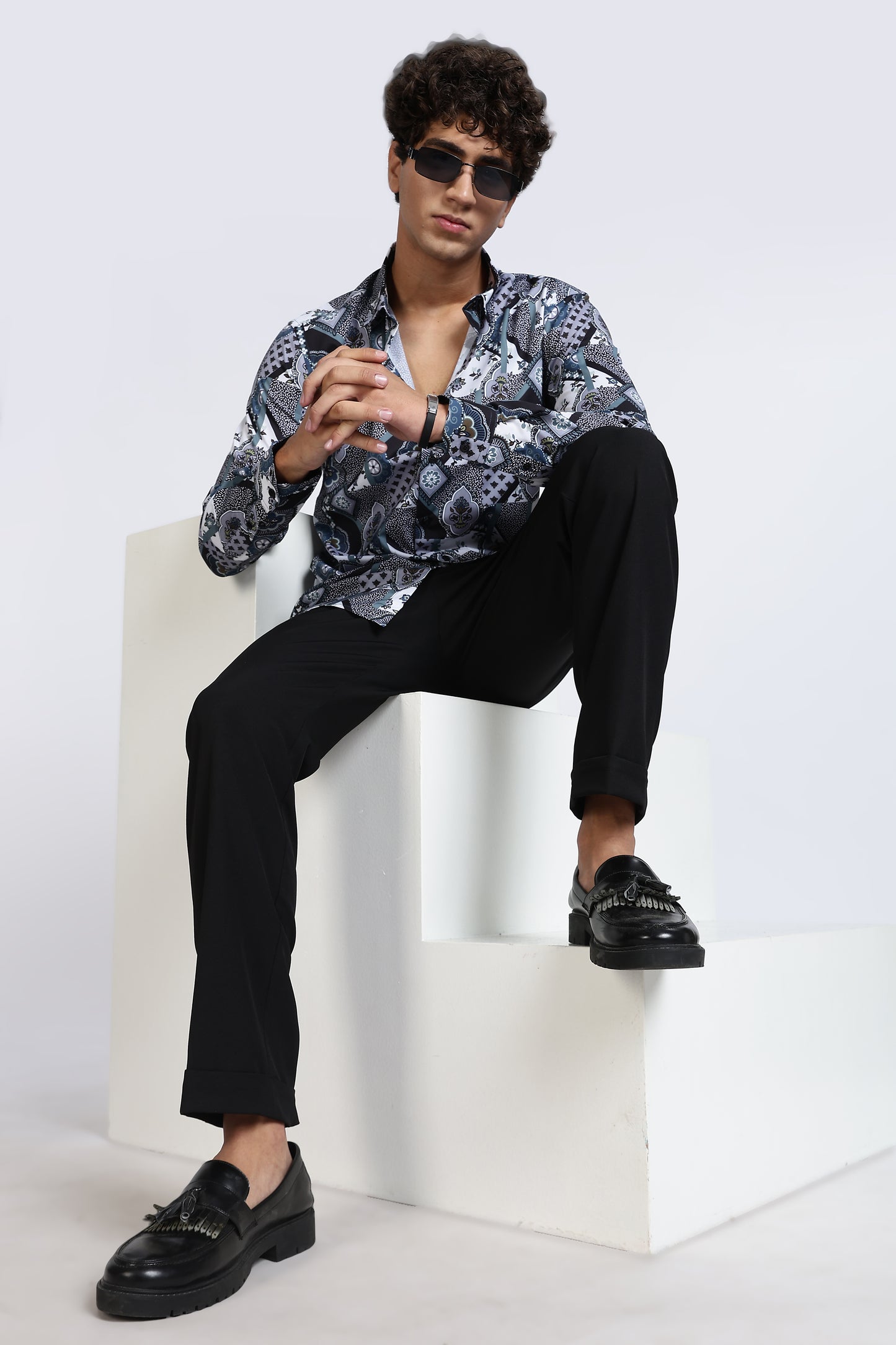Geometric Printed Melange Shirt