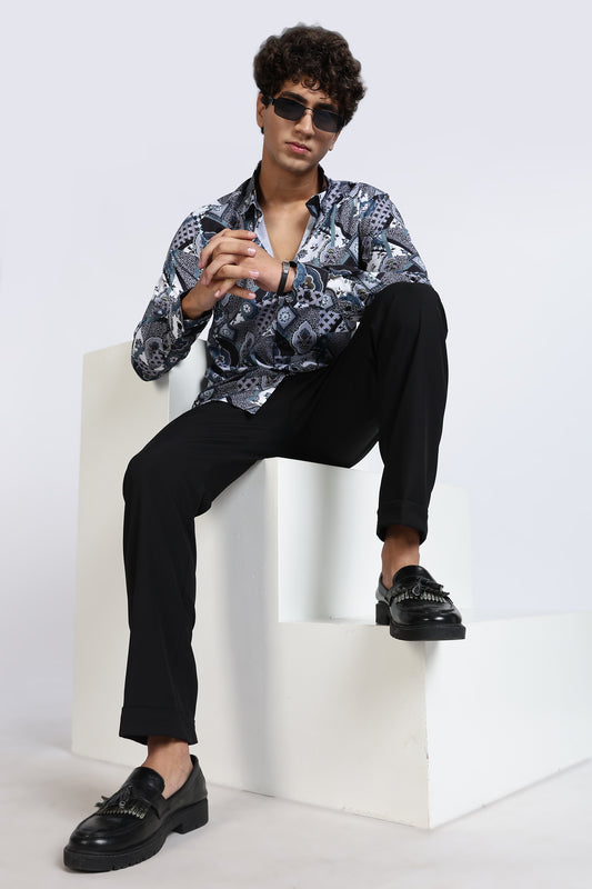 Geometric Printed Melange Shirt