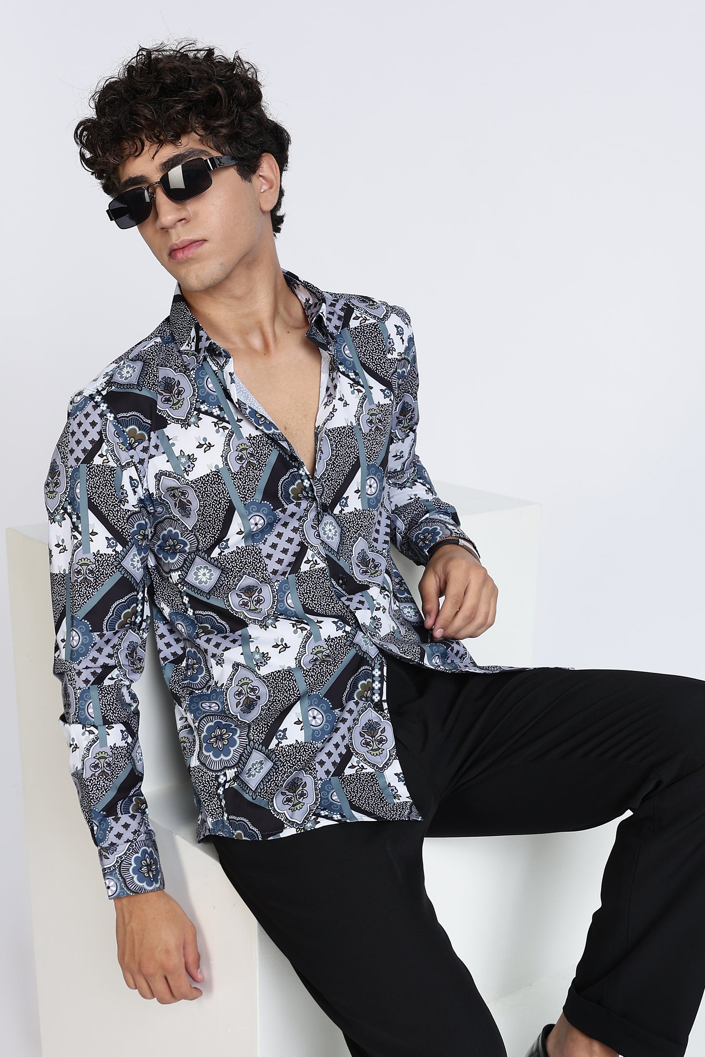 Geometric Printed Melange Shirt