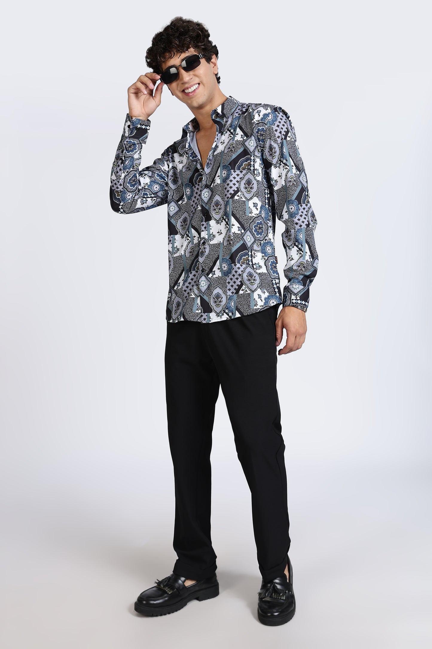 Geometric Printed Melange Shirt